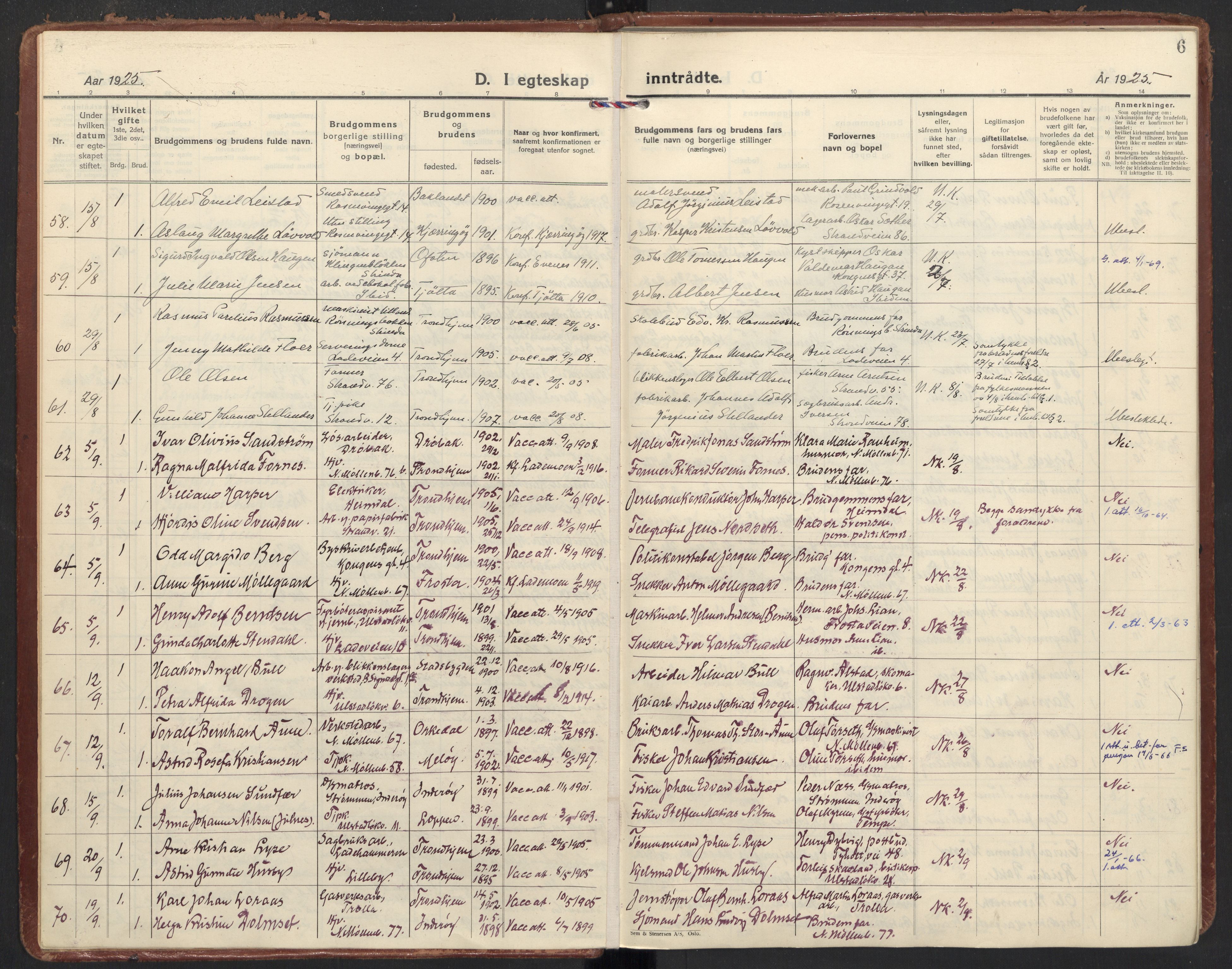 Ministerialprotokoller, klokkerbøker og fødselsregistre - Sør-Trøndelag, AV/SAT-A-1456/605/L0249: Ministerialbok nr. 605A11, 1925-1936, s. 6