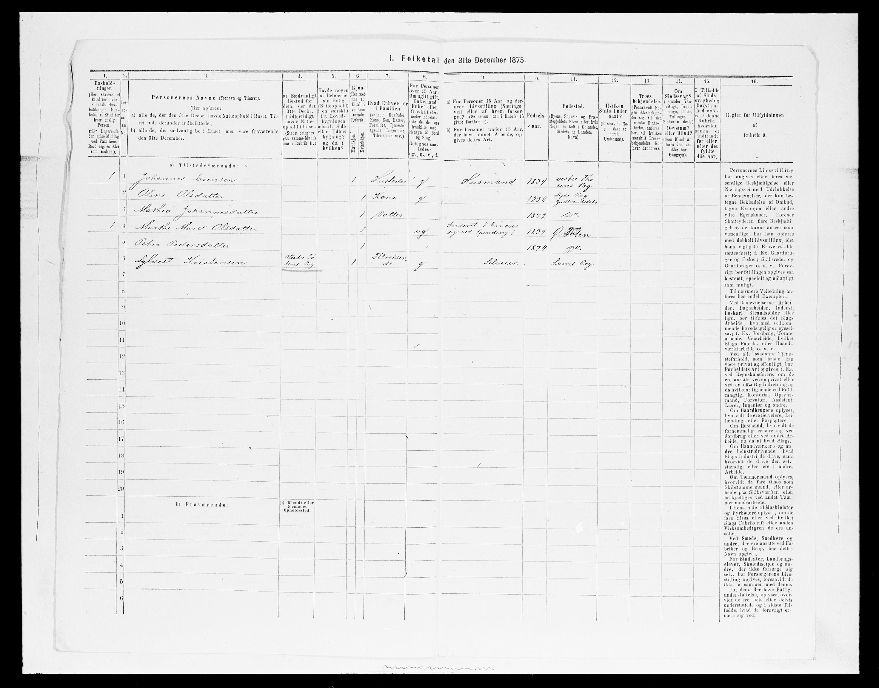 SAH, Folketelling 1875 for 0528P Østre Toten prestegjeld, 1875, s. 1151