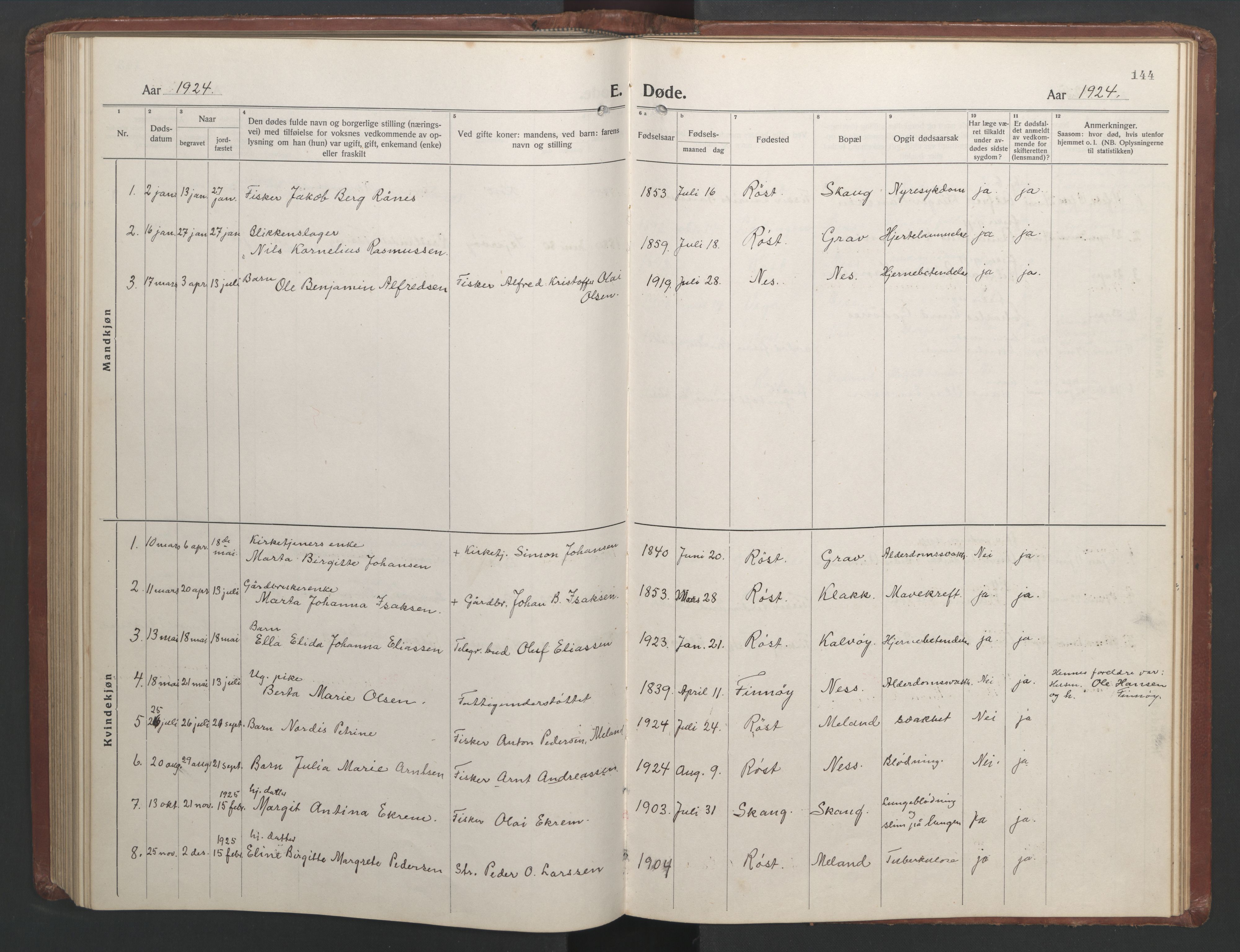 Ministerialprotokoller, klokkerbøker og fødselsregistre - Nordland, SAT/A-1459/808/L0132: Klokkerbok nr. 808C03, 1920-1946, s. 144