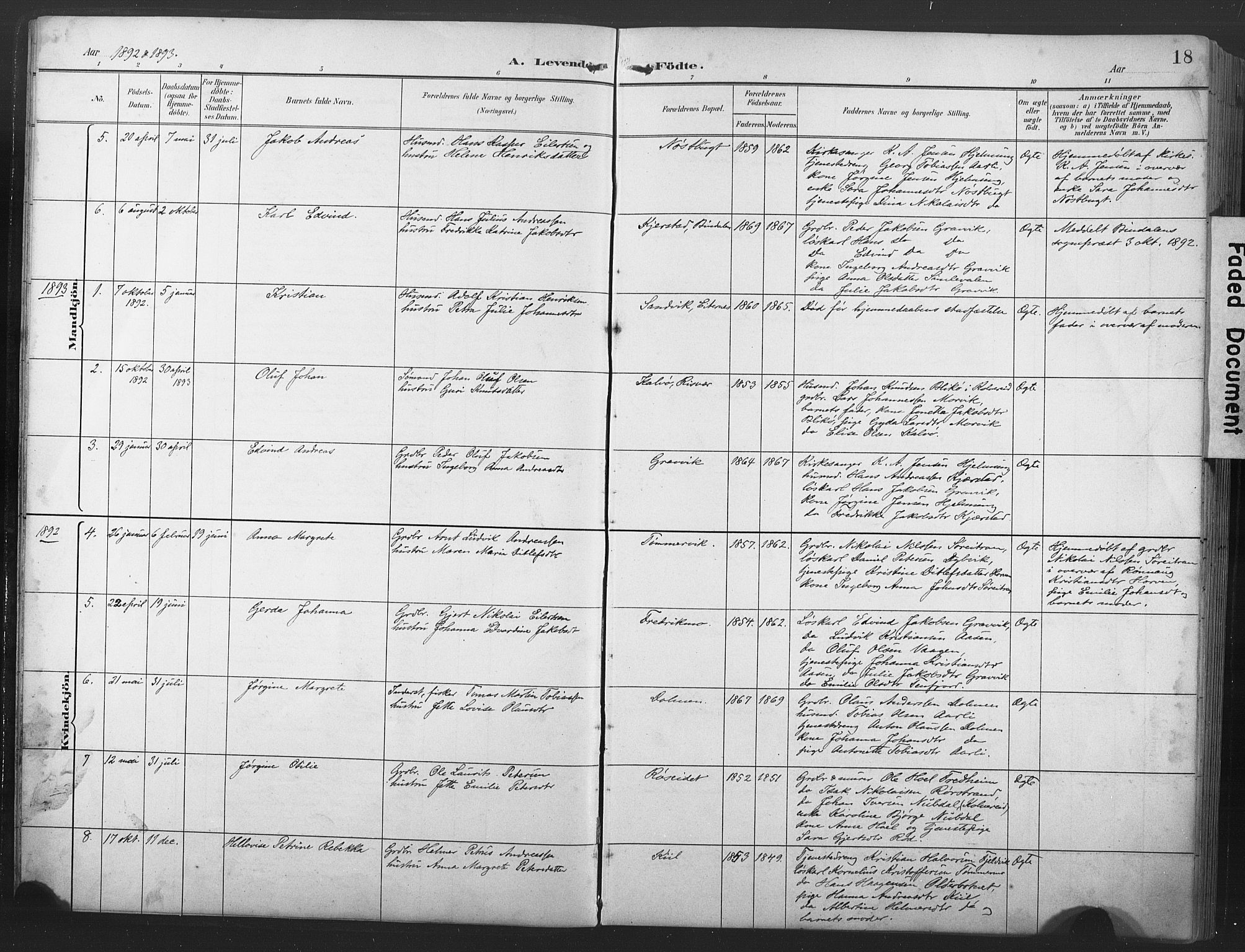 Ministerialprotokoller, klokkerbøker og fødselsregistre - Nord-Trøndelag, SAT/A-1458/789/L0706: Klokkerbok nr. 789C01, 1888-1931, s. 18