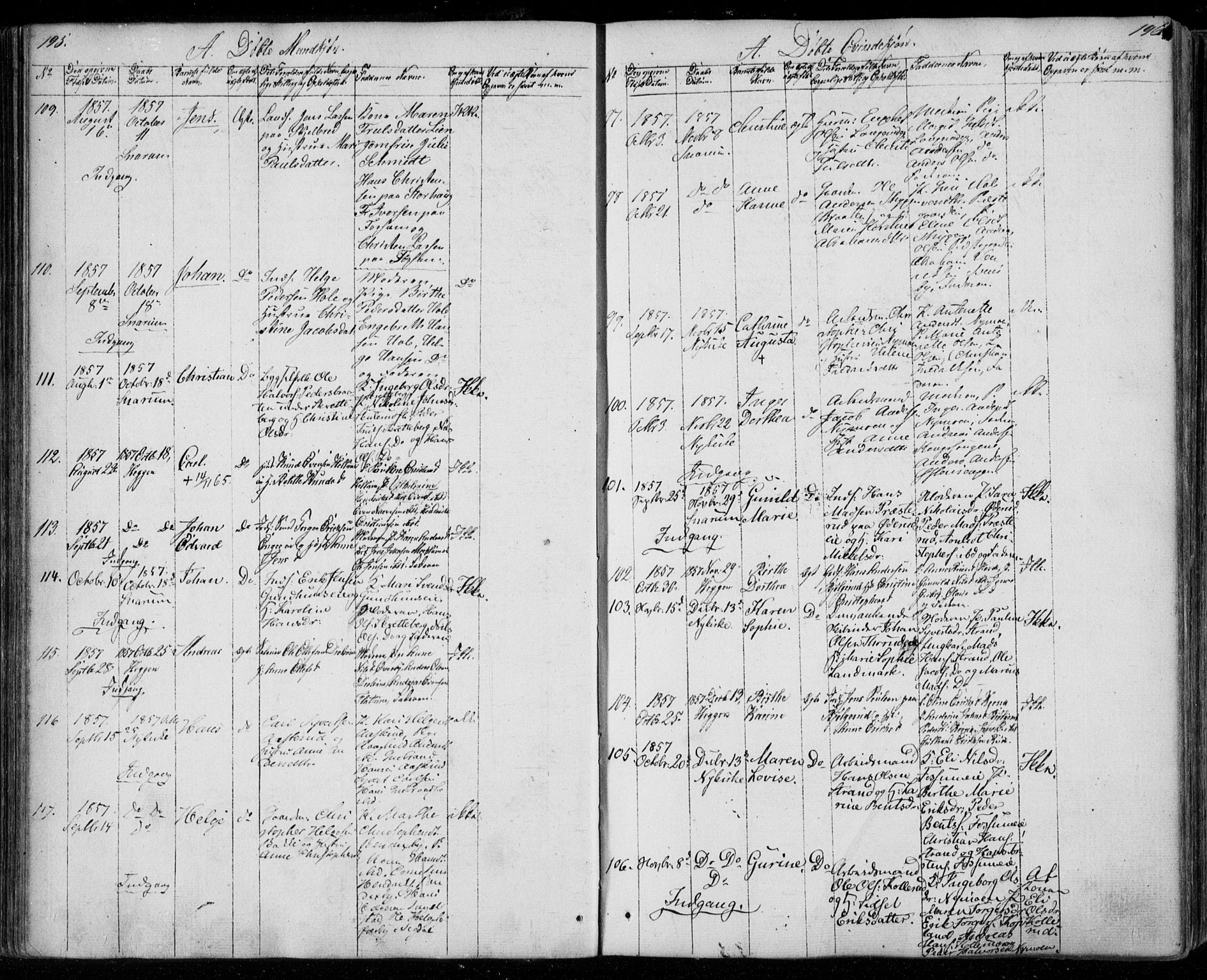 Modum kirkebøker, AV/SAKO-A-234/F/Fa/L0008: Ministerialbok nr. 8, 1851-1859, s. 195-196