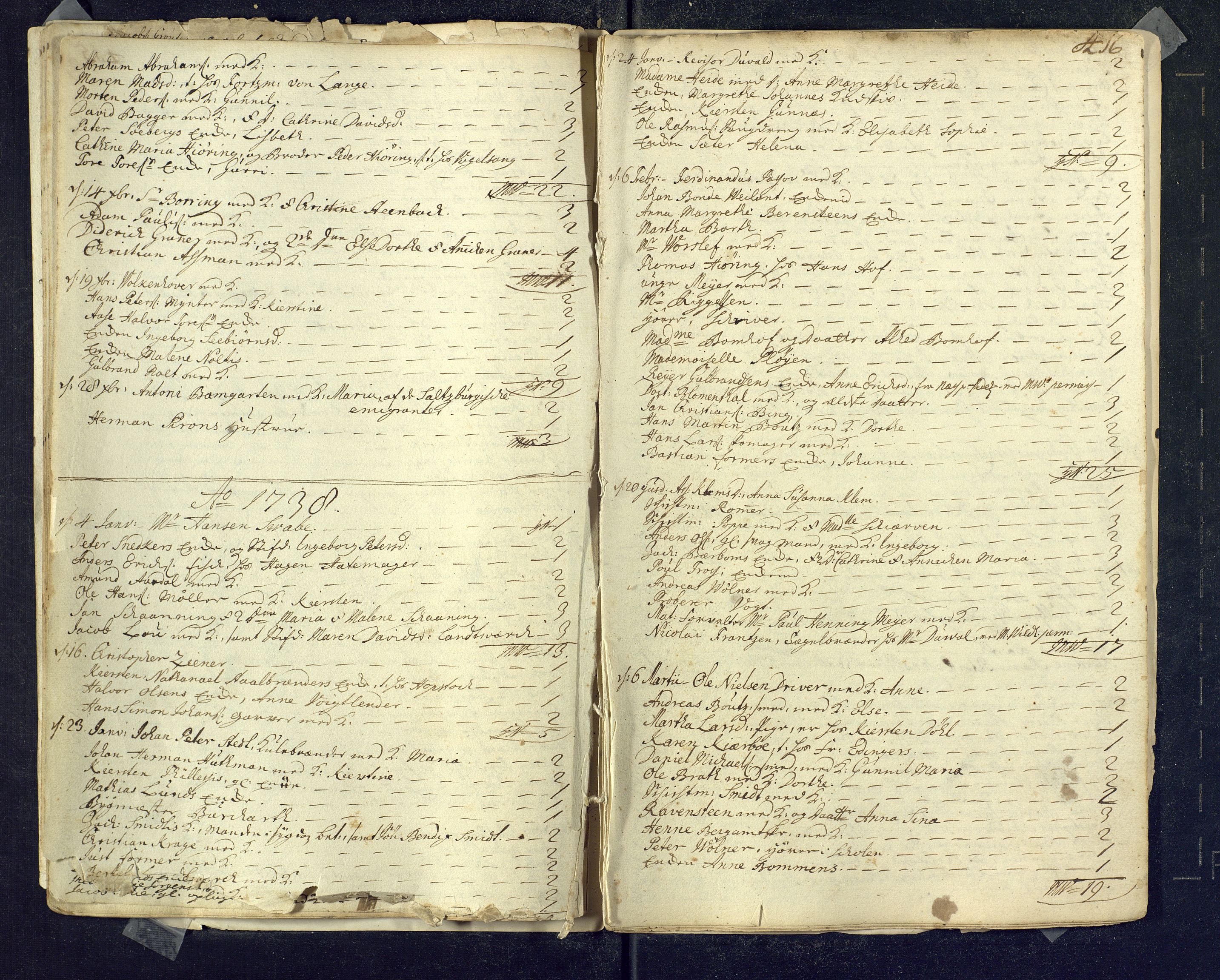 Kongsberg kirkebøker, AV/SAKO-A-22/M/Ma/L0001: Kommunikantprotokoll nr. 1, 1731-1739, s. 416