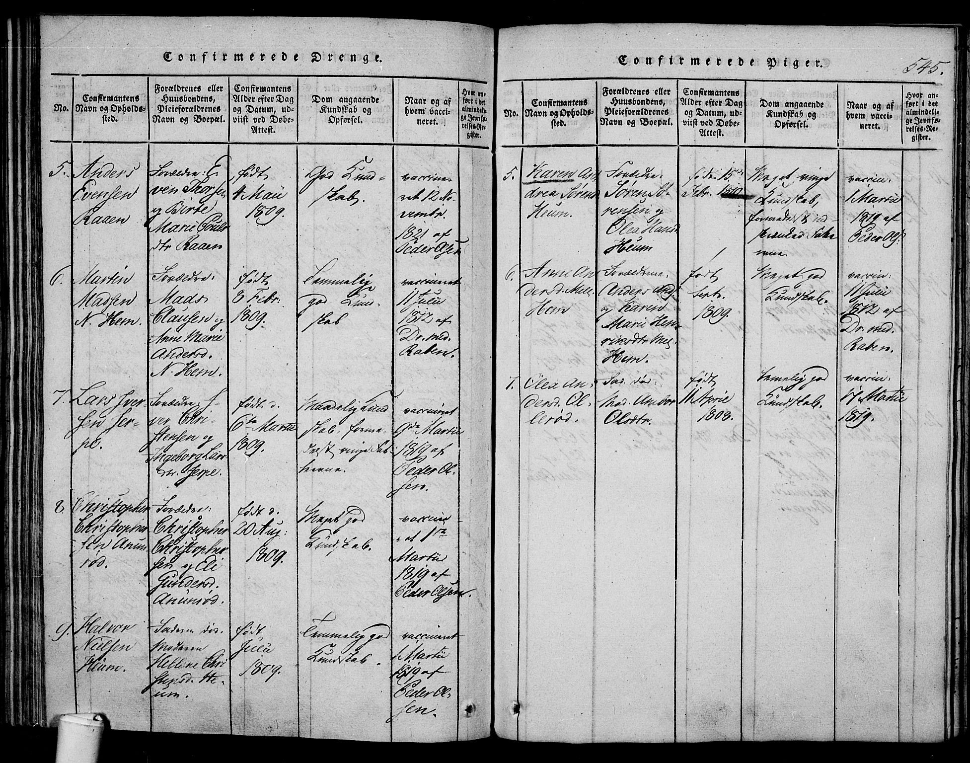Våle kirkebøker, SAKO/A-334/F/Fa/L0007: Ministerialbok nr. I 7, 1814-1824, s. 544-545