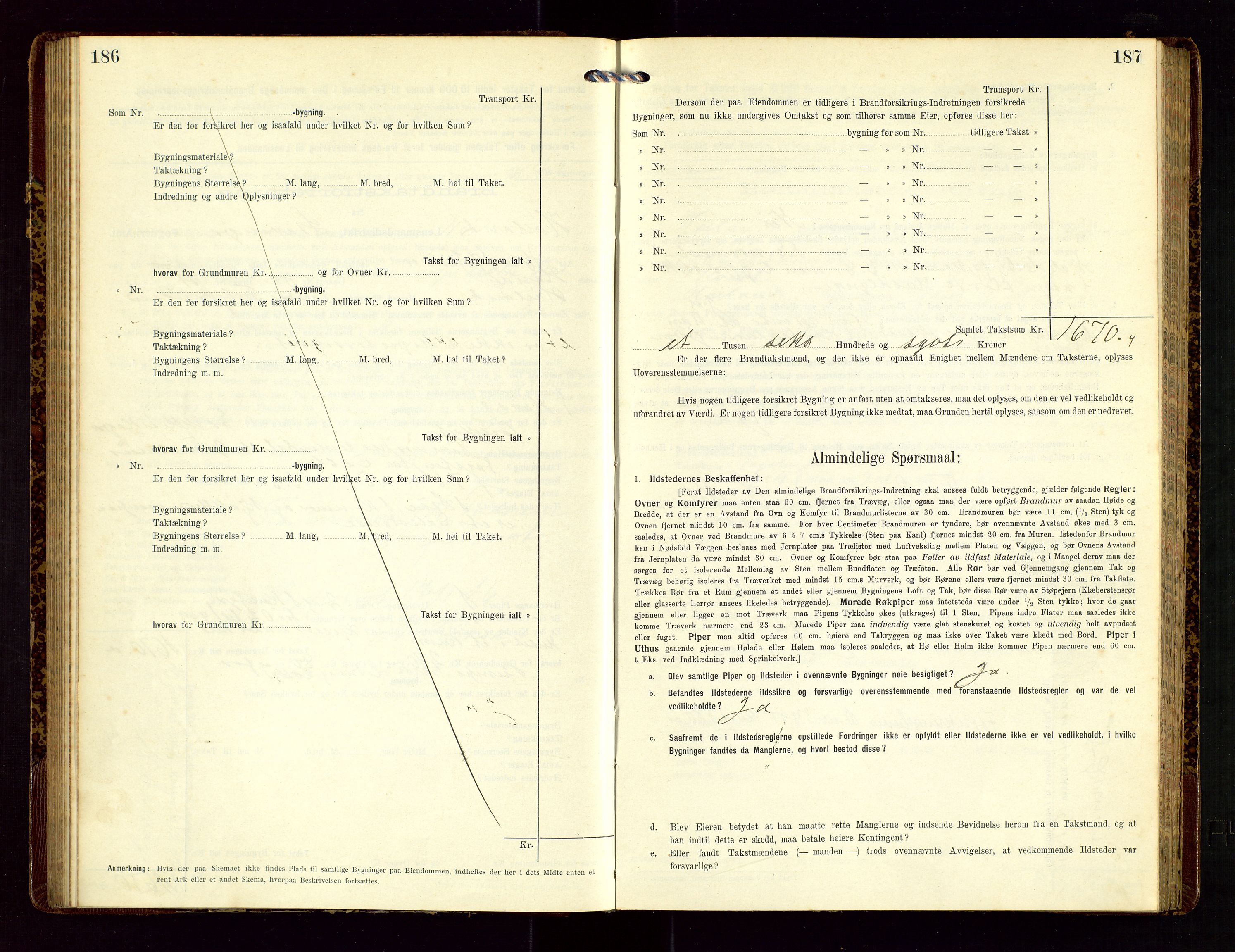 Høyland/Sandnes lensmannskontor, AV/SAST-A-100166/Gob/L0002: "Brandtakstprotokol", 1913-1918, s. 186-187