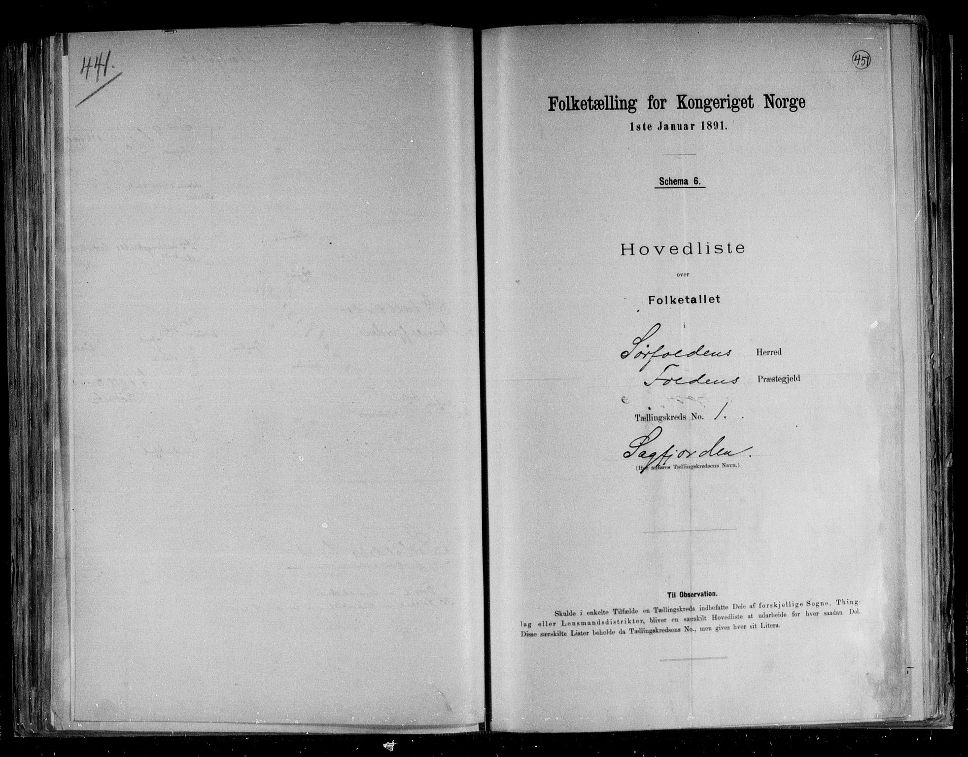 RA, Folketelling 1891 for 1845 Sørfold herred, 1891, s. 6