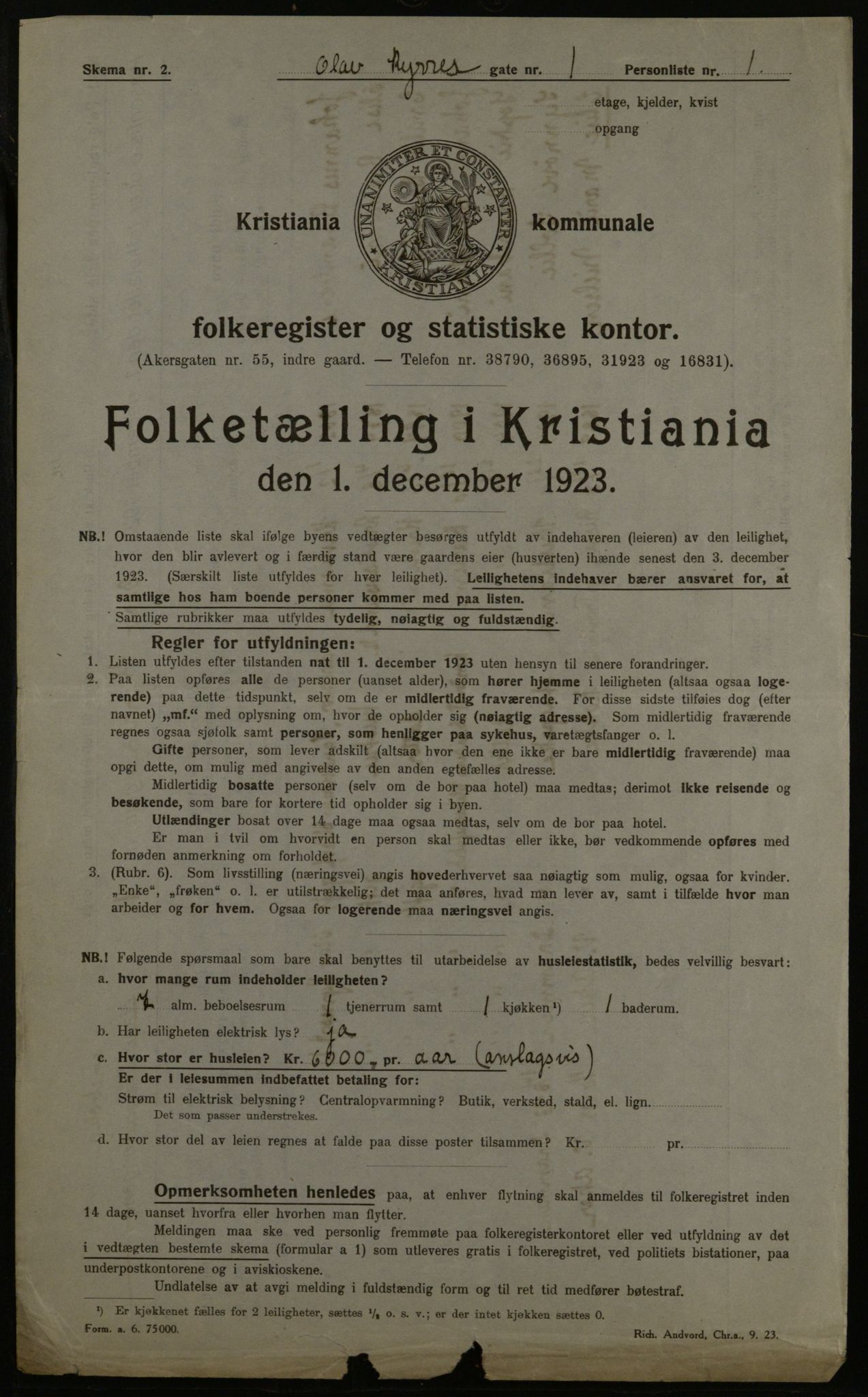 OBA, Kommunal folketelling 1.12.1923 for Kristiania, 1923, s. 82740