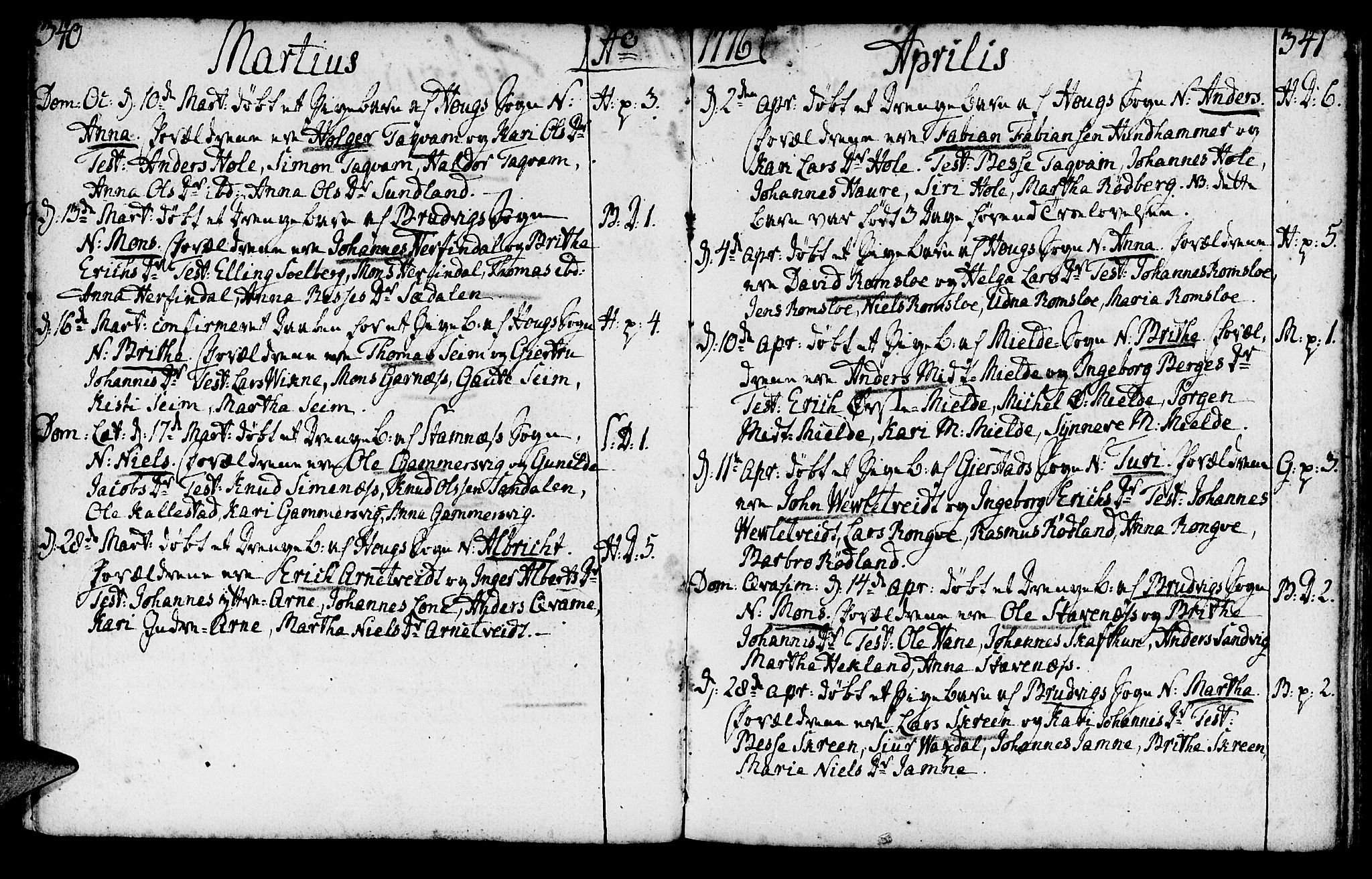 Haus sokneprestembete, SAB/A-75601/H/Haa: Ministerialbok nr. A 9, 1767-1781, s. 340-341