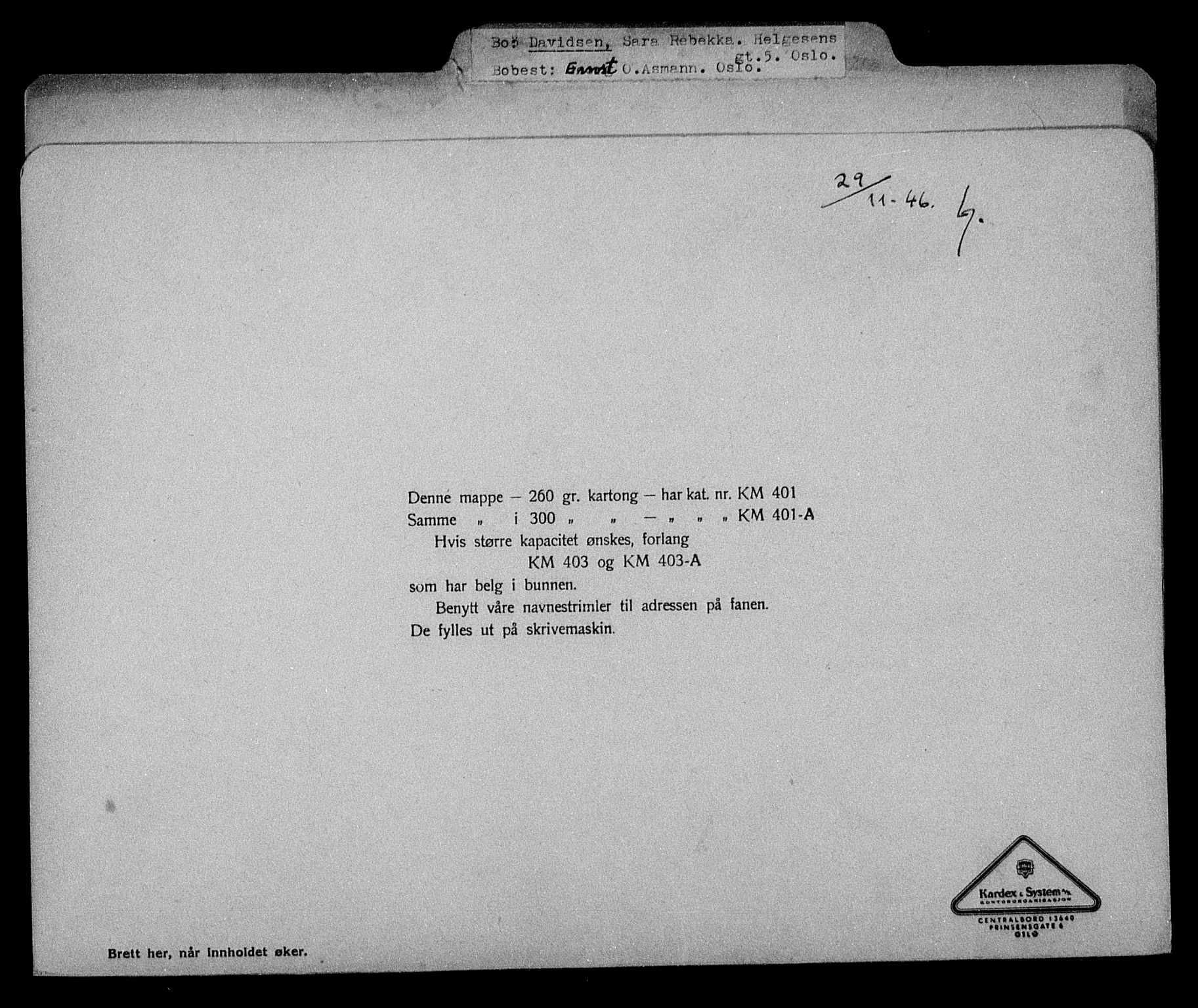 Justisdepartementet, Tilbakeføringskontoret for inndratte formuer, AV/RA-S-1564/H/Hc/Hcc/L0929: --, 1945-1947, s. 726