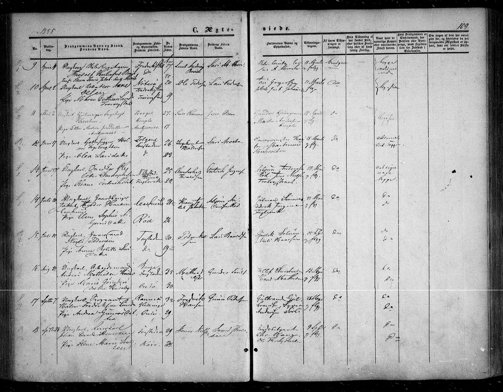 Glemmen prestekontor Kirkebøker, SAO/A-10908/F/Fa/L0007: Ministerialbok nr. 7, 1853-1862, s. 109