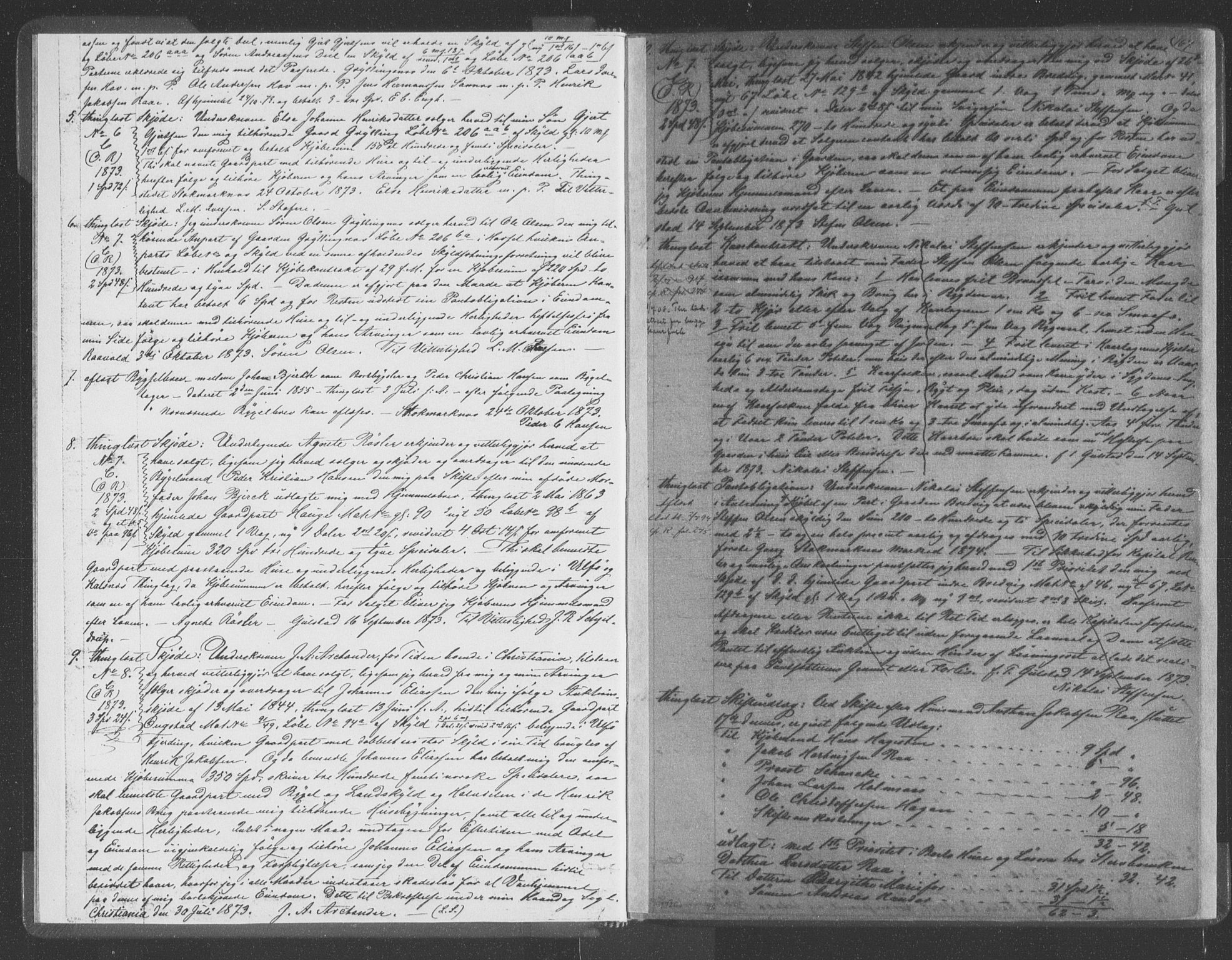 Vesterålen sorenskriveri, SAT/A-4180/1/2/2Ca/L0014: Pantebok nr. M-II, 1873-1875, s. 167
