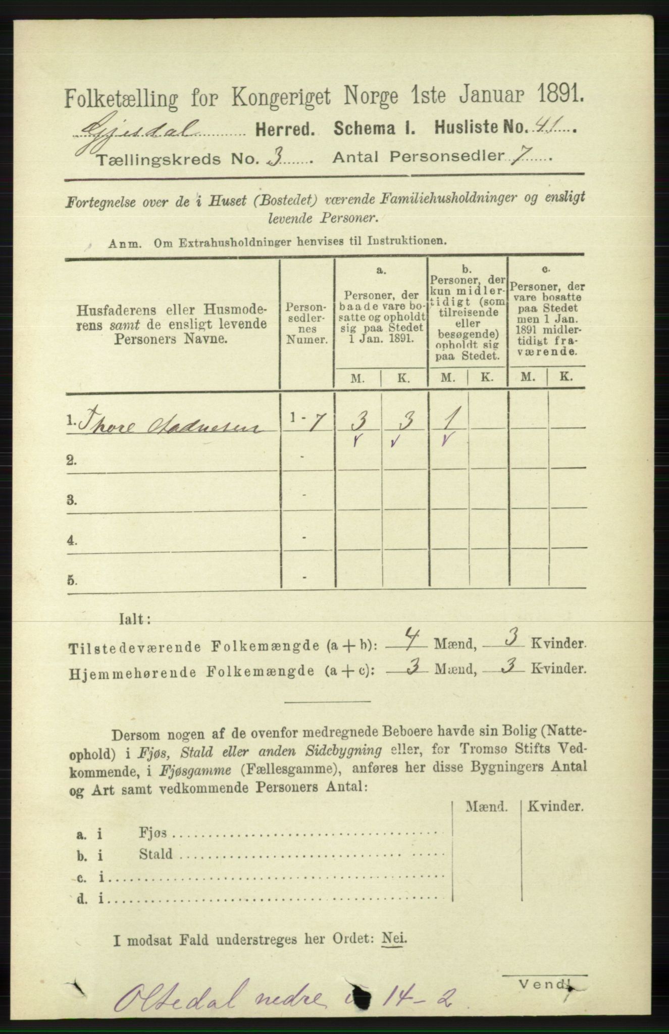 RA, Folketelling 1891 for 1122 Gjesdal herred, 1891, s. 724
