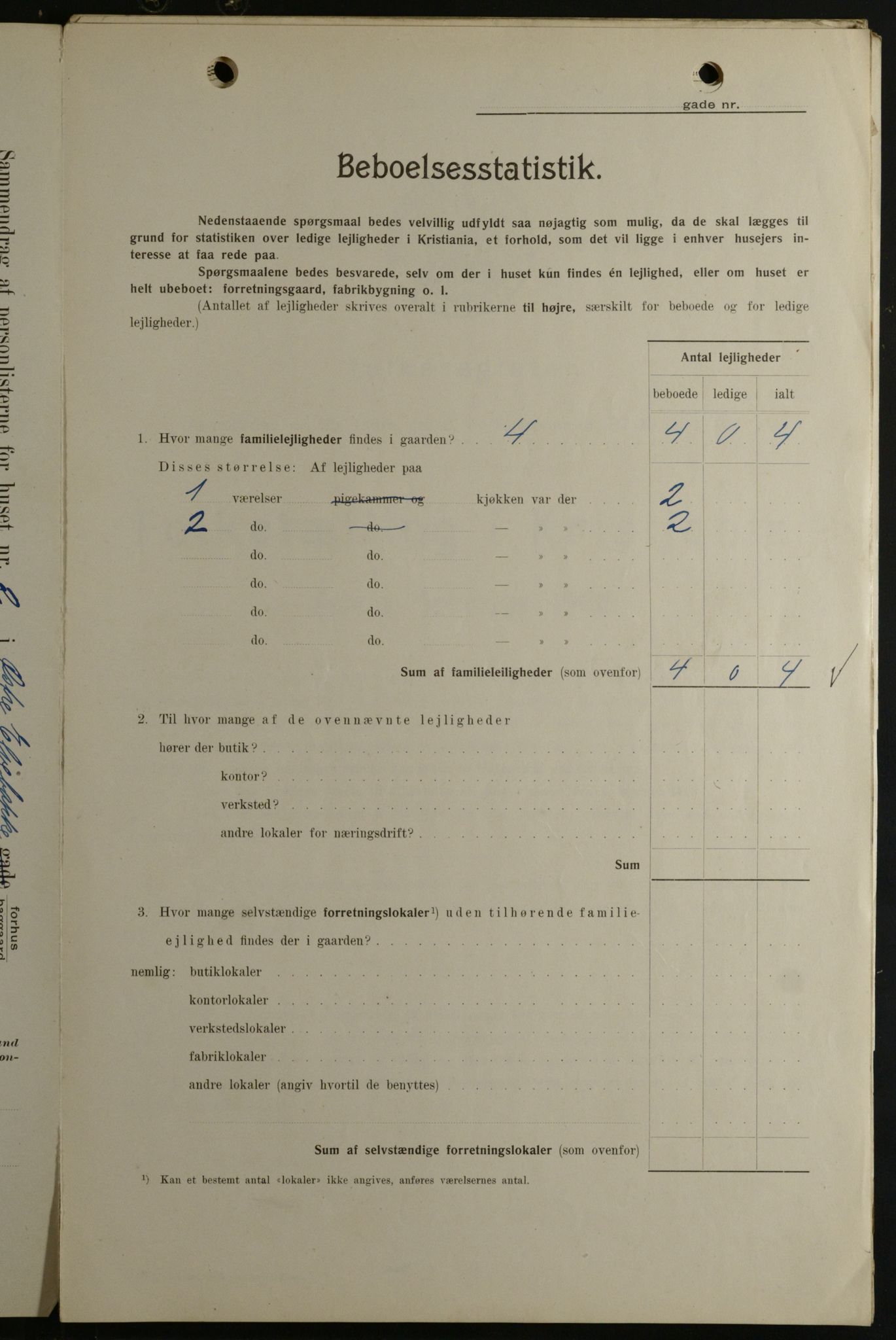 OBA, Kommunal folketelling 1.2.1908 for Kristiania kjøpstad, 1908, s. 116151