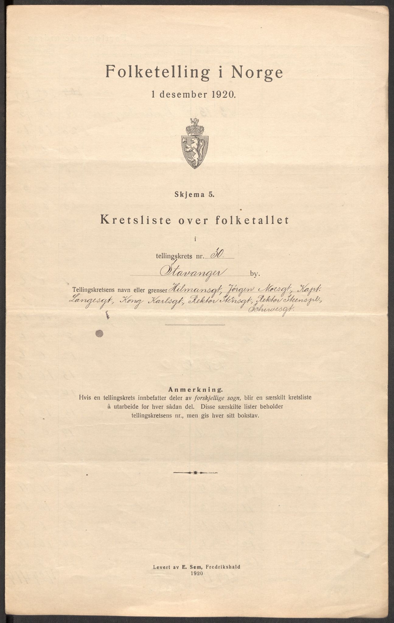 SAST, Folketelling 1920 for 1103 Stavanger kjøpstad, 1920, s. 95