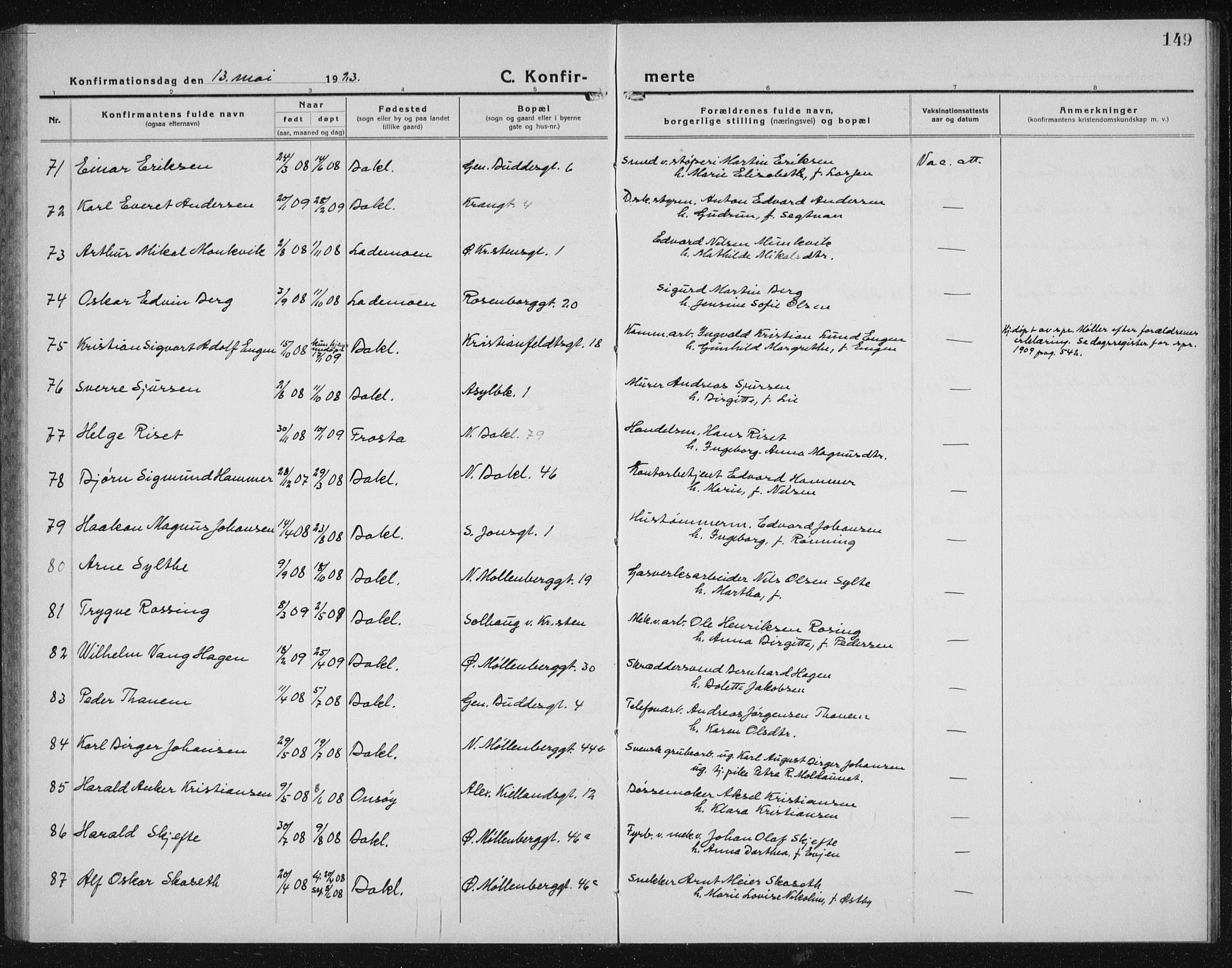 Ministerialprotokoller, klokkerbøker og fødselsregistre - Sør-Trøndelag, AV/SAT-A-1456/604/L0227: Klokkerbok nr. 604C10, 1923-1942, s. 149