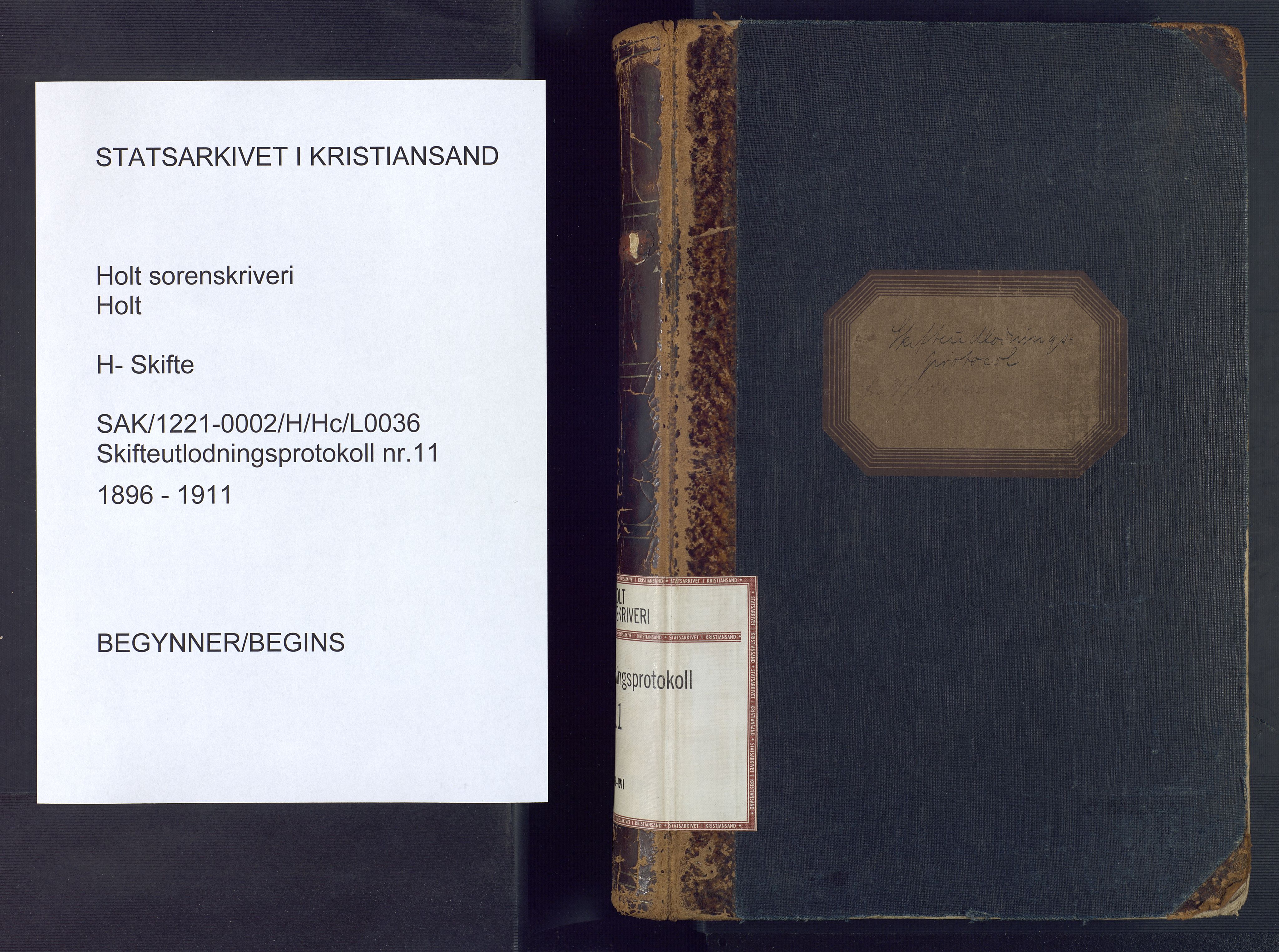 Holt sorenskriveri, AV/SAK-1221-0002/H/Hc/L0036: Skifteutlodningsprotokoll nr. 11, 1896-1911