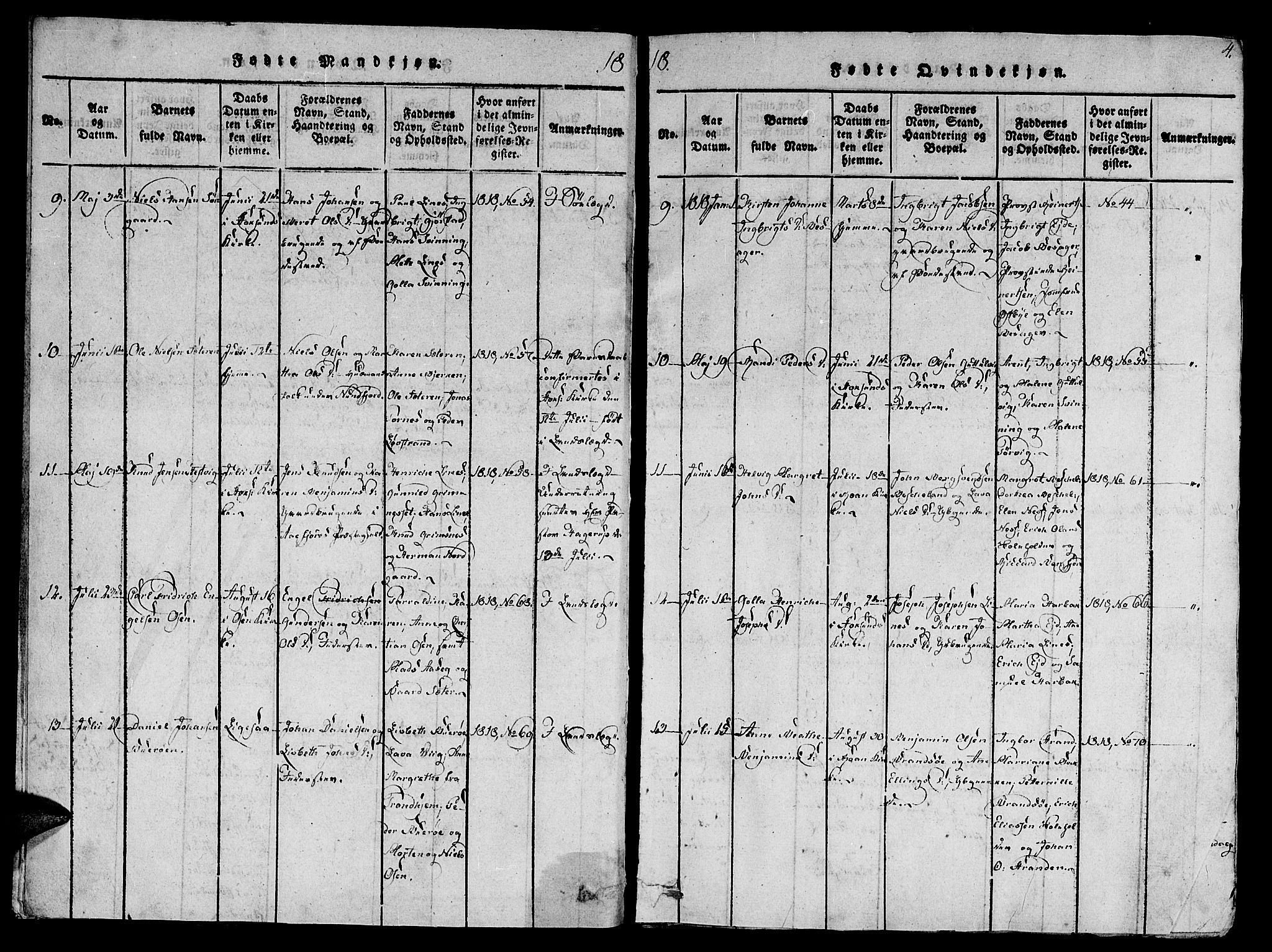 Ministerialprotokoller, klokkerbøker og fødselsregistre - Sør-Trøndelag, SAT/A-1456/657/L0702: Ministerialbok nr. 657A03, 1818-1831, s. 4