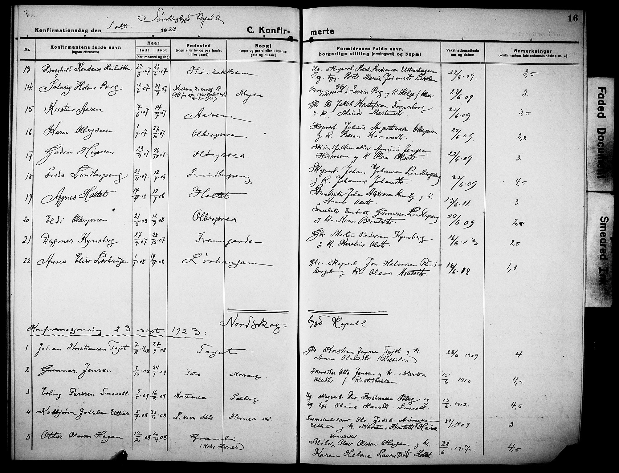 Elverum prestekontor, SAH/PREST-044/H/Ha/Haa/L0017: Ministerialbok nr. 17, 1921-1928, s. 16