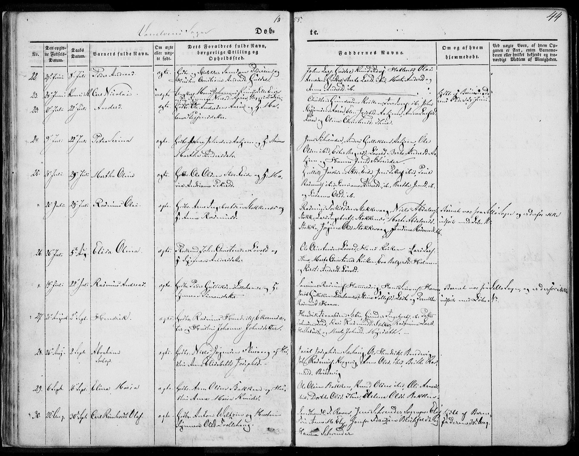 Ministerialprotokoller, klokkerbøker og fødselsregistre - Møre og Romsdal, AV/SAT-A-1454/501/L0006: Ministerialbok nr. 501A06, 1844-1868, s. 44