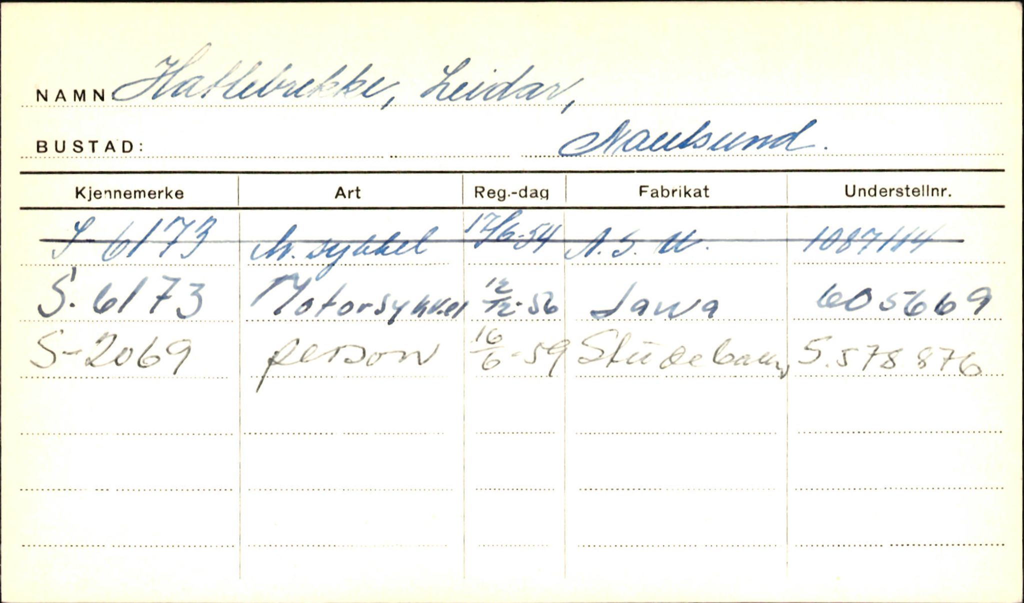 Statens vegvesen, Sogn og Fjordane vegkontor, SAB/A-5301/4/F/L0001A: Eigarregister Fjordane til 1.6.1961, 1930-1961, s. 130