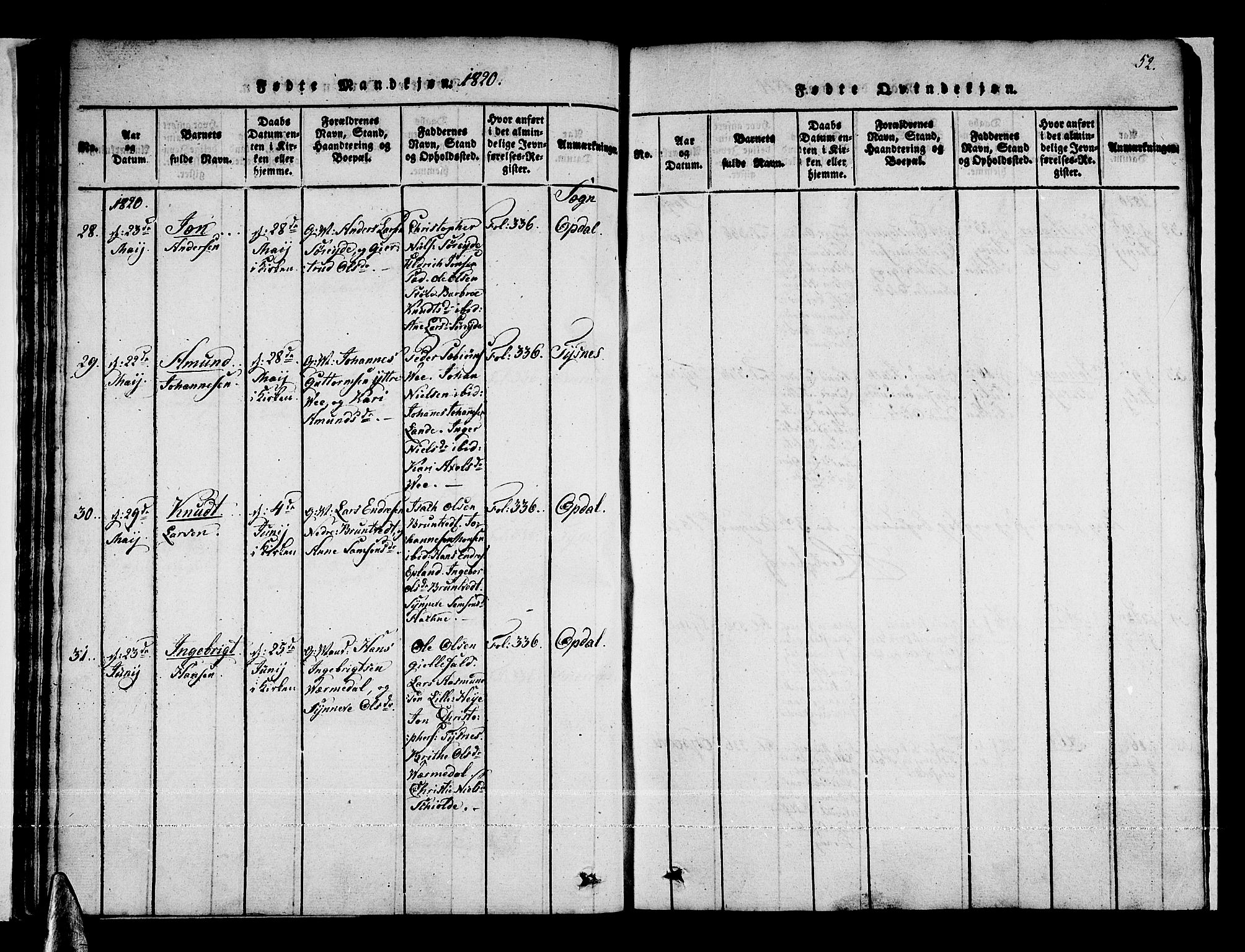 Tysnes sokneprestembete, AV/SAB-A-78601/H/Haa: Ministerialbok nr. A 7, 1816-1826, s. 52