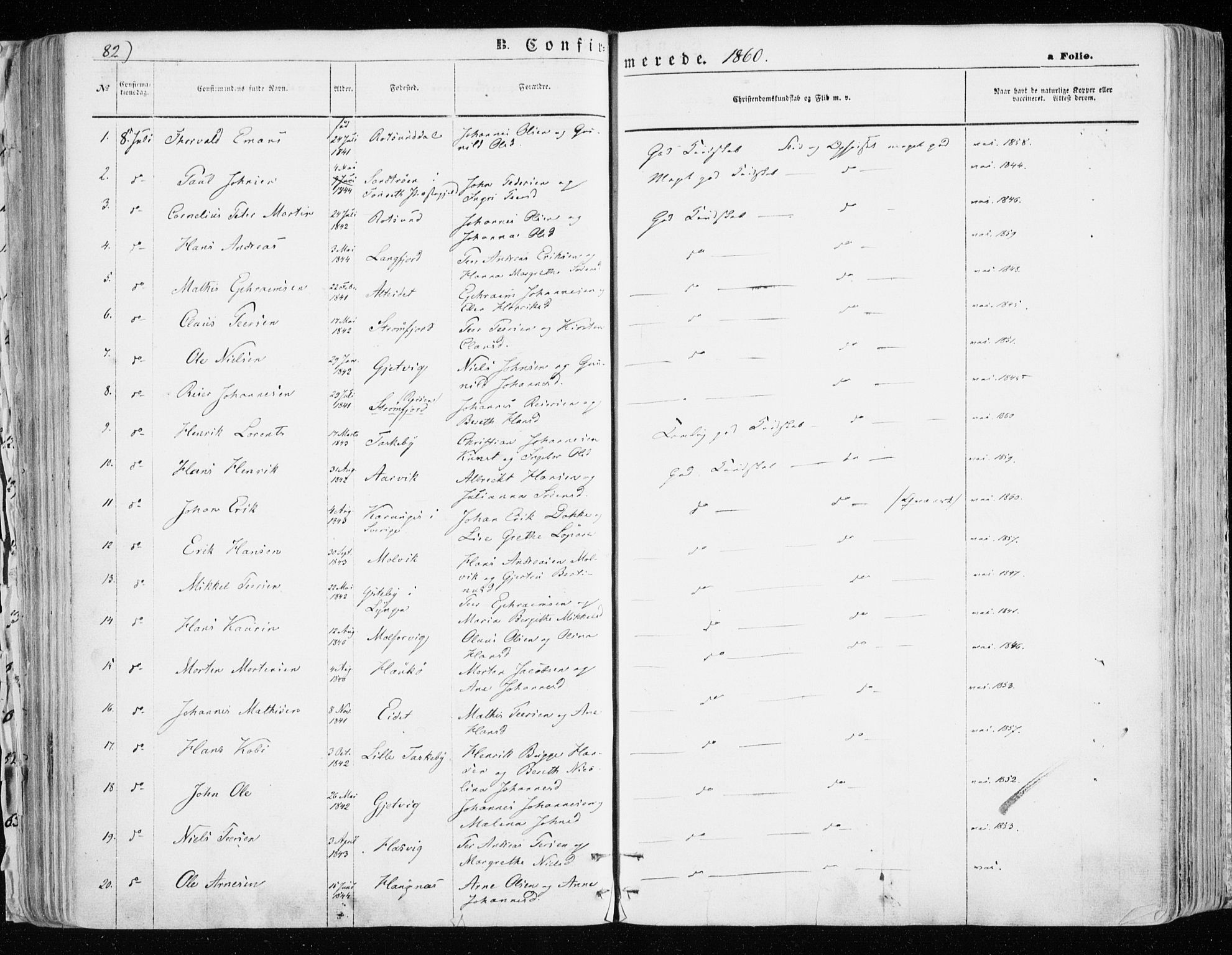 Skjervøy sokneprestkontor, AV/SATØ-S-1300/H/Ha/Haa/L0007kirke: Ministerialbok nr. 7, 1860-1870, s. 82