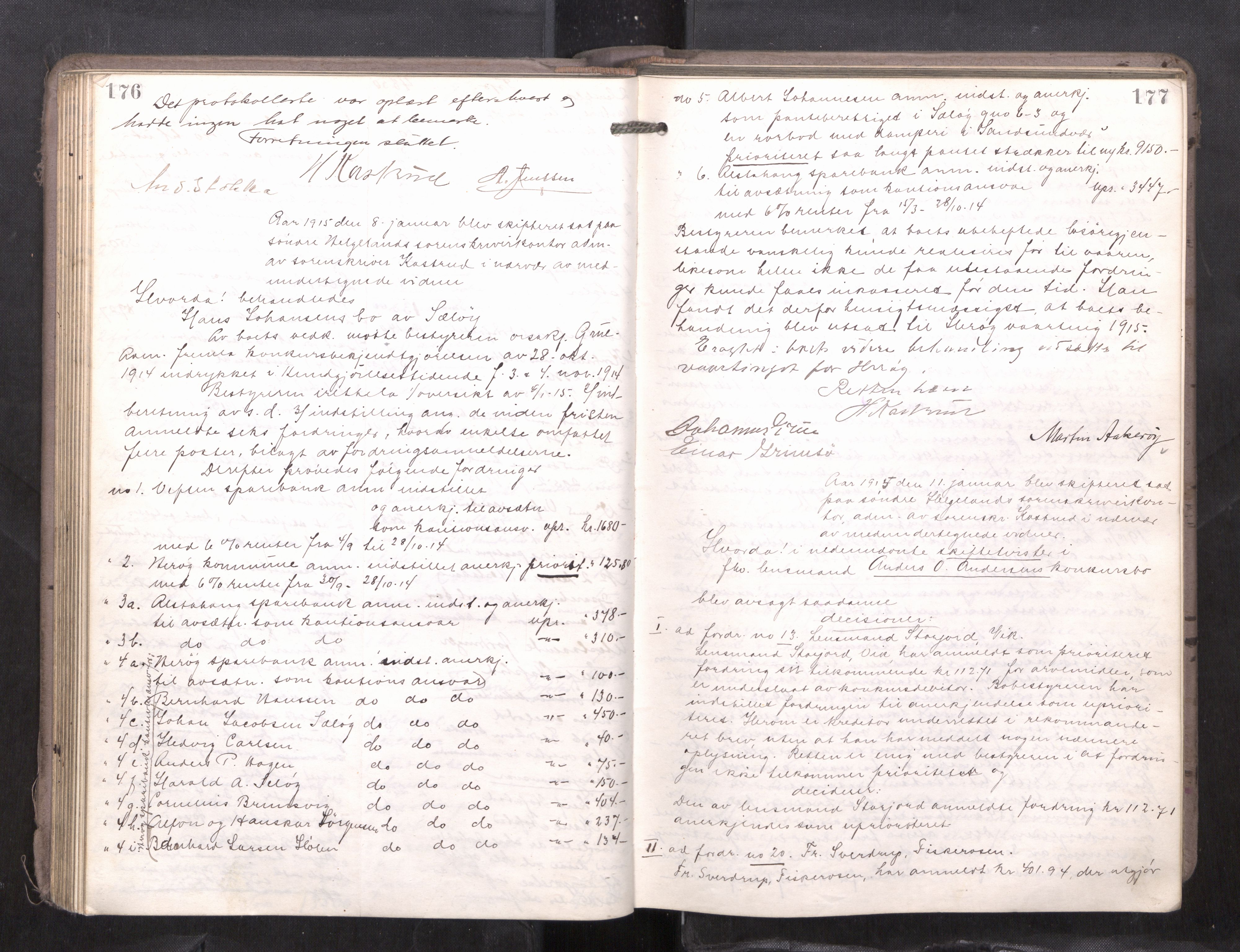 Søndre Helgeland sorenskriveri, AV/SAT-A-4575/1/3/3B/L0011: Skiftebehandlingsprotokoll, 1914-1917, s. 176-177