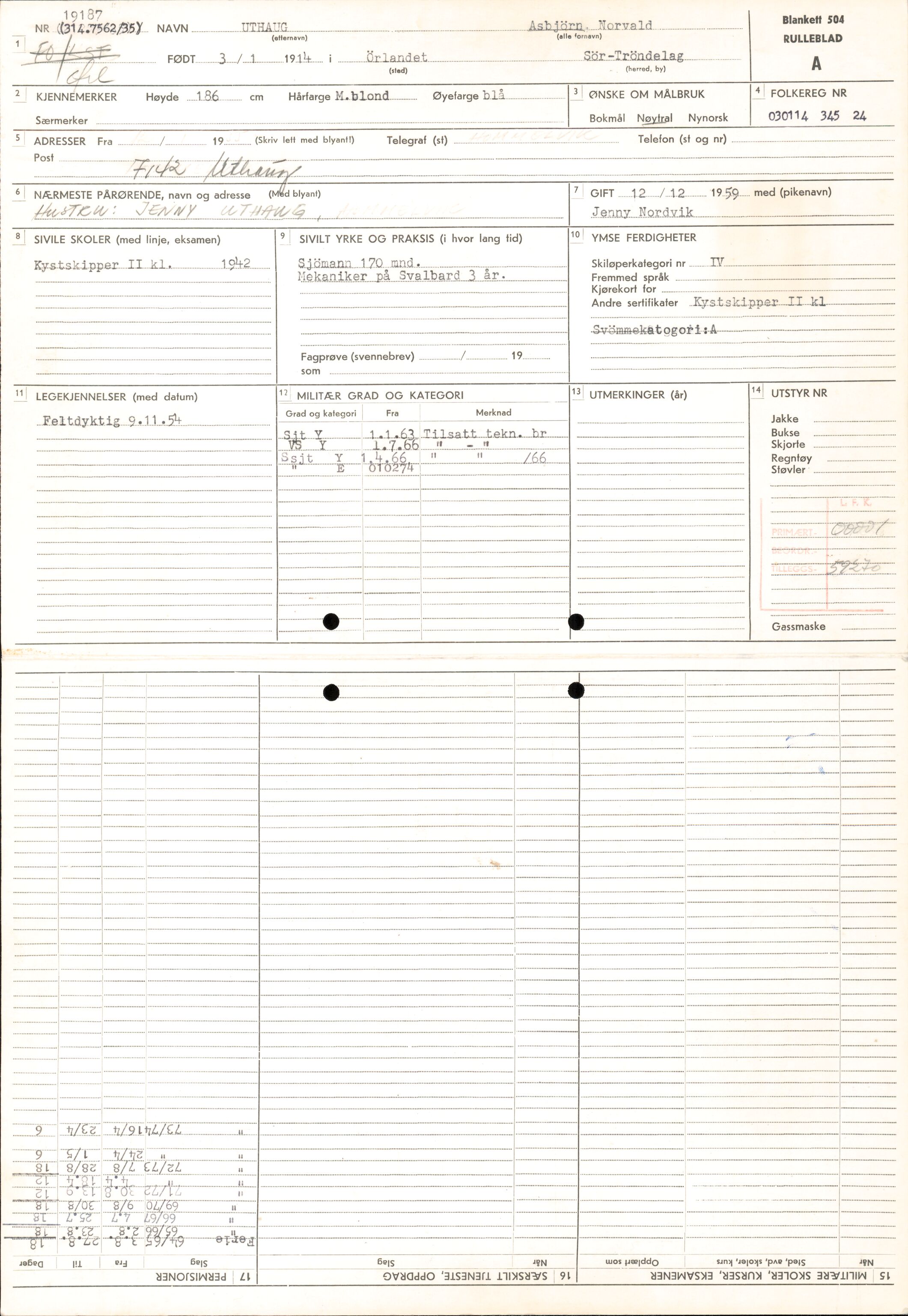 Forsvaret, Forsvarets overkommando/Luftforsvarsstaben, RA/RAFA-4079/P/Pa/L0038: Personellpapirer, 1914, s. 290