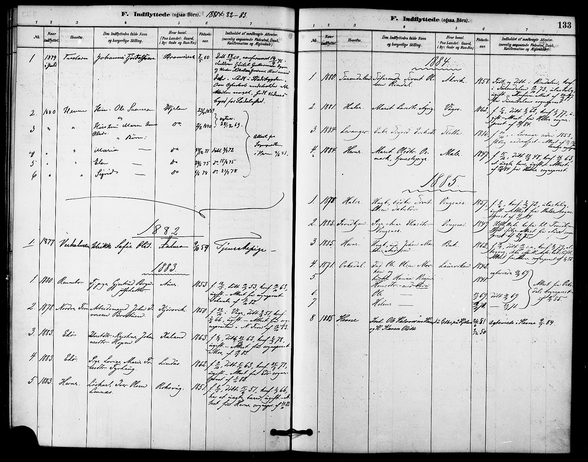 Ministerialprotokoller, klokkerbøker og fødselsregistre - Møre og Romsdal, SAT/A-1454/578/L0906: Ministerialbok nr. 578A05, 1878-1886, s. 133