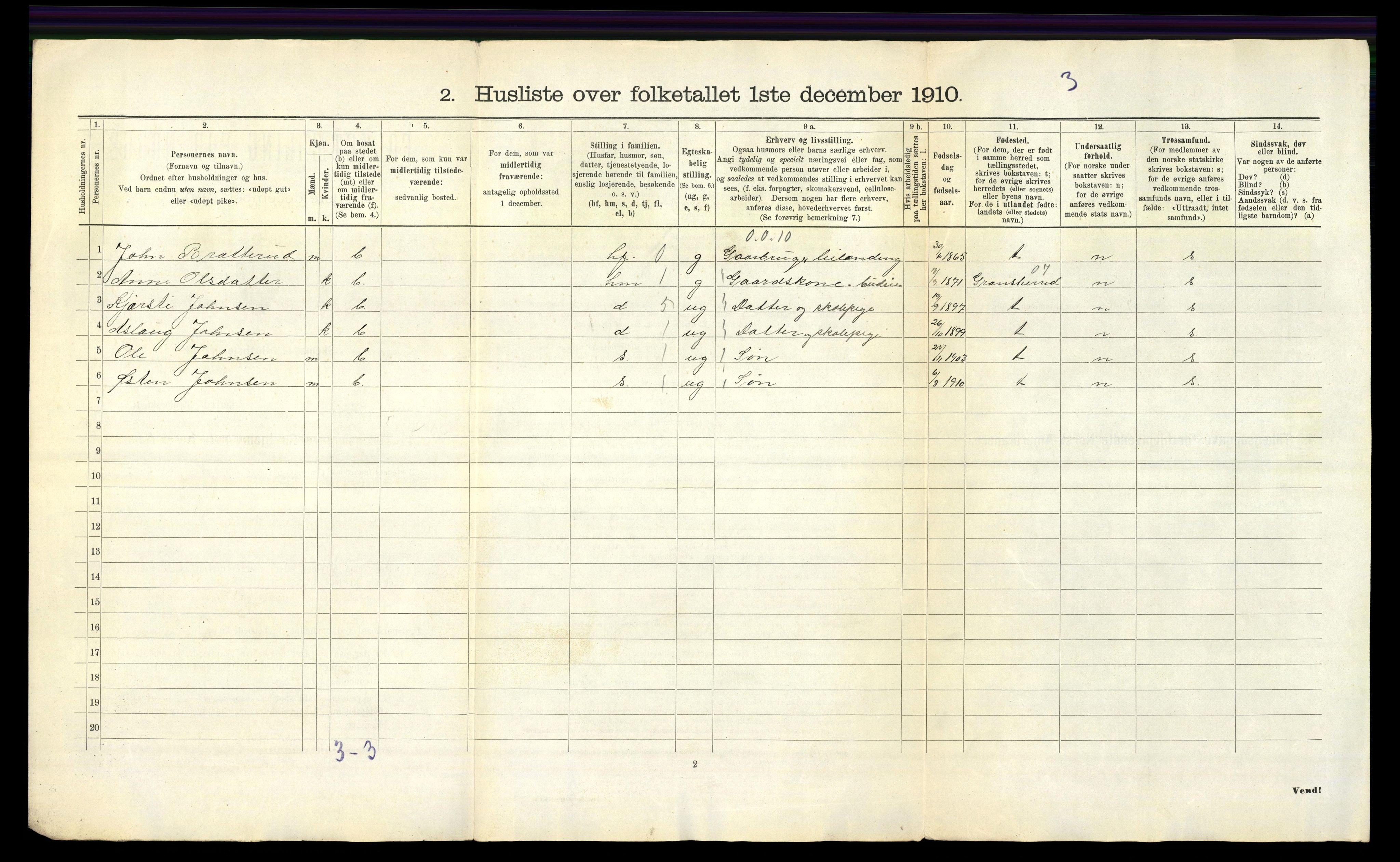 RA, Folketelling 1910 for 0825 Hovin herred, 1910, s. 17