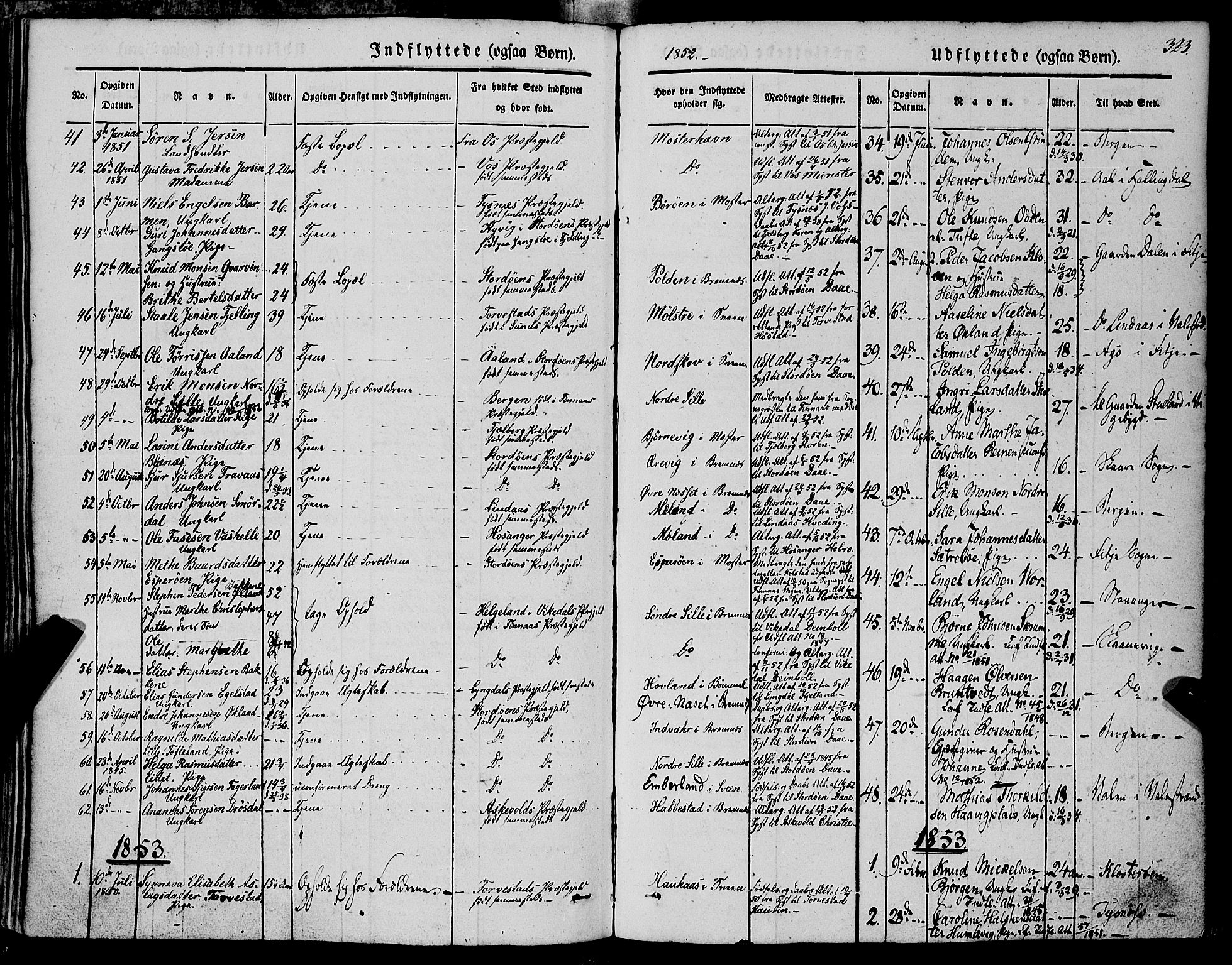 Finnås sokneprestembete, AV/SAB-A-99925/H/Ha/Haa/Haaa/L0007: Ministerialbok nr. A 7, 1850-1862, s. 323