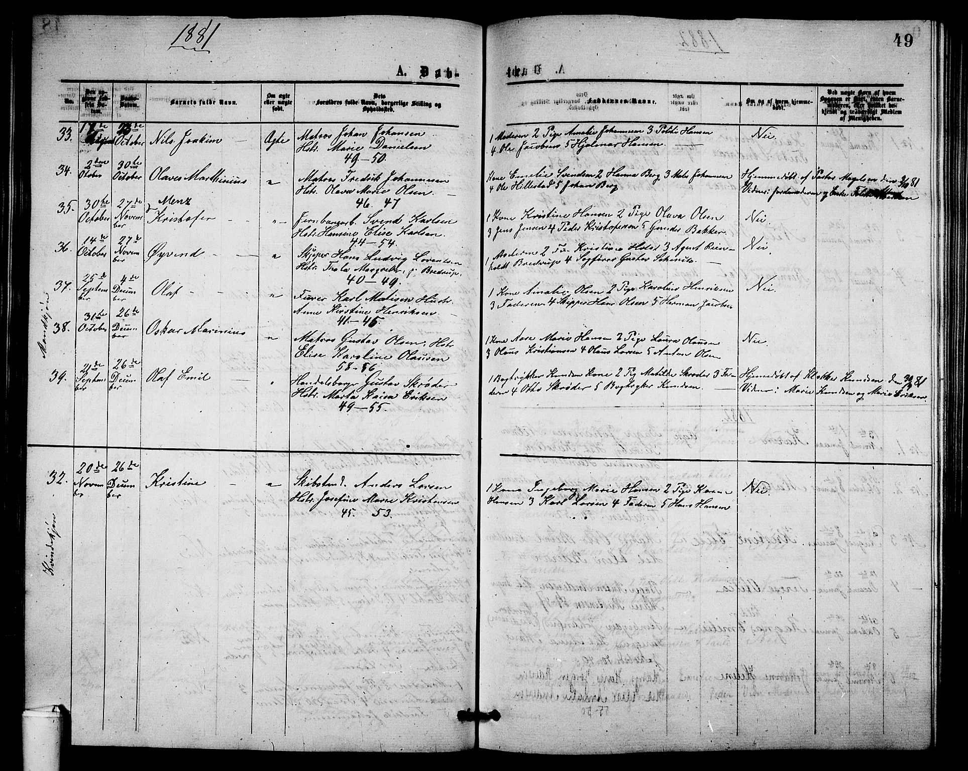 Holmestrand kirkebøker, AV/SAKO-A-346/G/Ga/L0004: Klokkerbok nr. 4, 1874-1888, s. 49