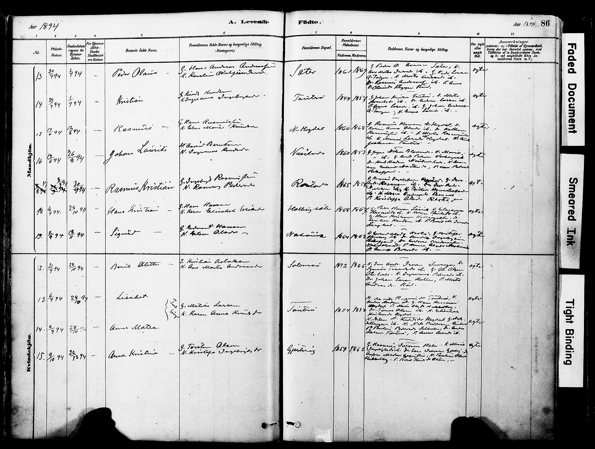 Ministerialprotokoller, klokkerbøker og fødselsregistre - Møre og Romsdal, SAT/A-1454/560/L0721: Ministerialbok nr. 560A05, 1878-1917, s. 86
