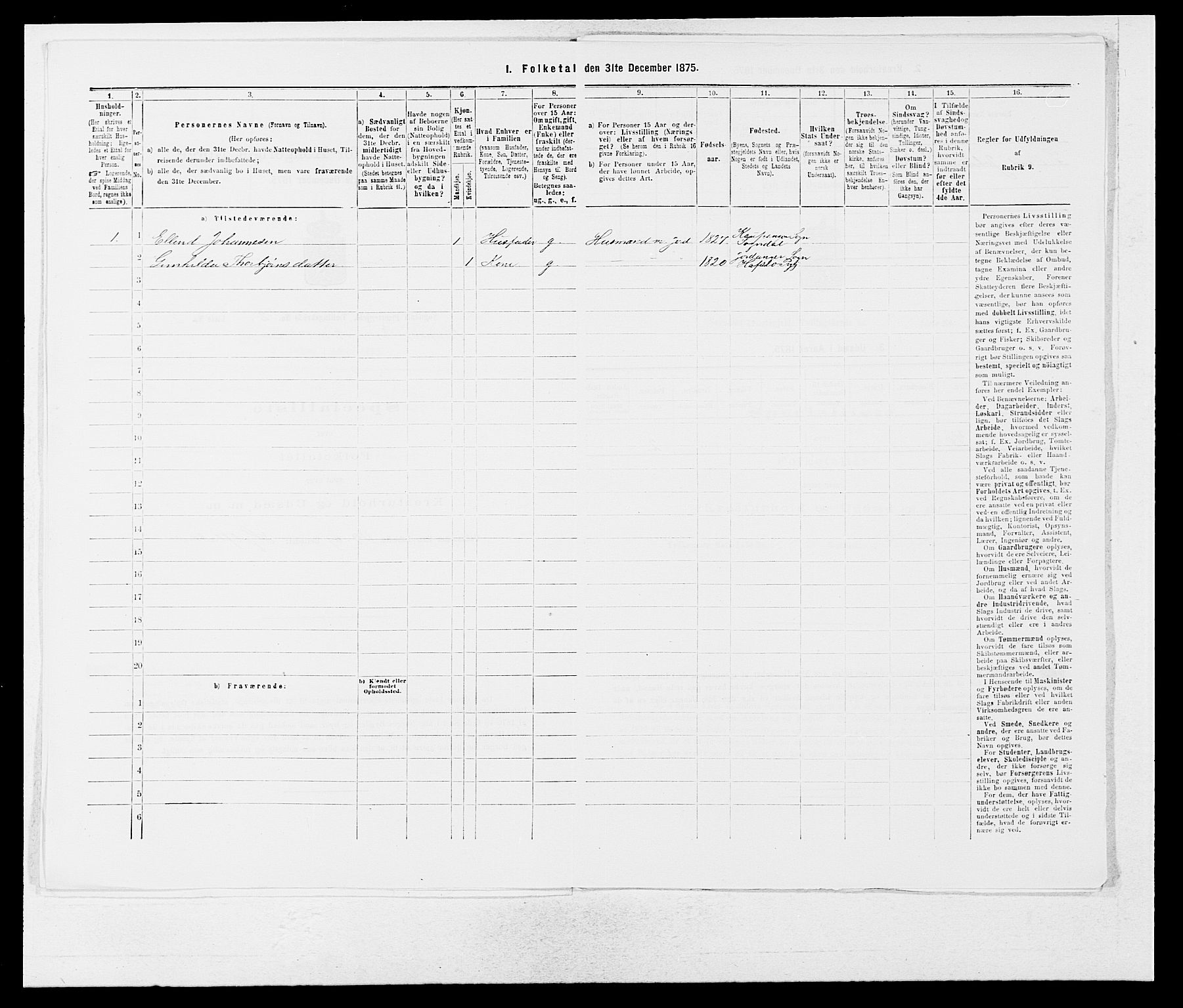 SAB, Folketelling 1875 for 1420P Sogndal prestegjeld, 1875, s. 135