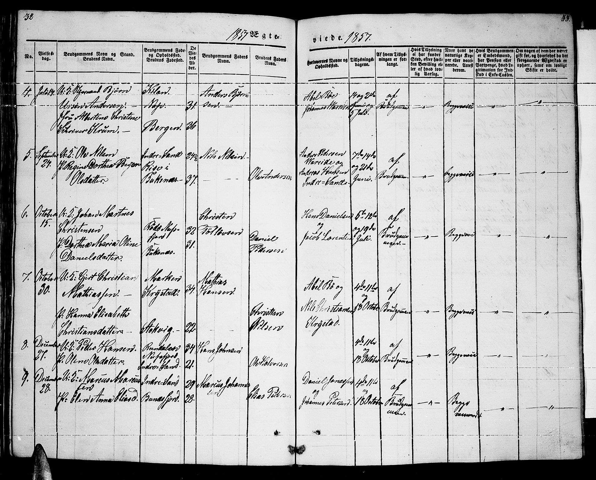 Ministerialprotokoller, klokkerbøker og fødselsregistre - Nordland, AV/SAT-A-1459/885/L1212: Klokkerbok nr. 885C01, 1847-1873, s. 32-33