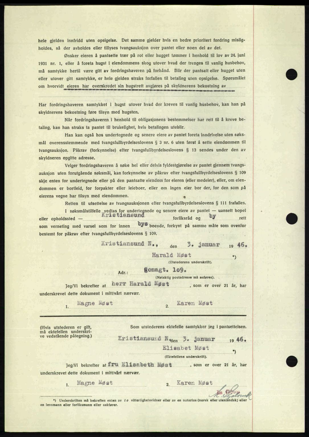 Kristiansund byfogd, AV/SAT-A-4587/A/27: Pantebok nr. 40, 1946-1946, Dagboknr: 277/1946