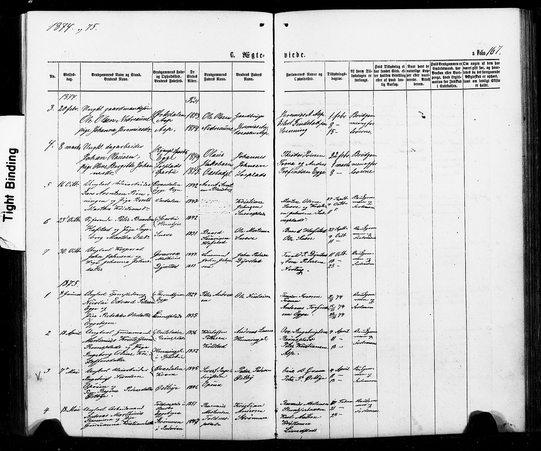 Ministerialprotokoller, klokkerbøker og fødselsregistre - Nord-Trøndelag, SAT/A-1458/740/L0380: Klokkerbok nr. 740C01, 1868-1902, s. 167
