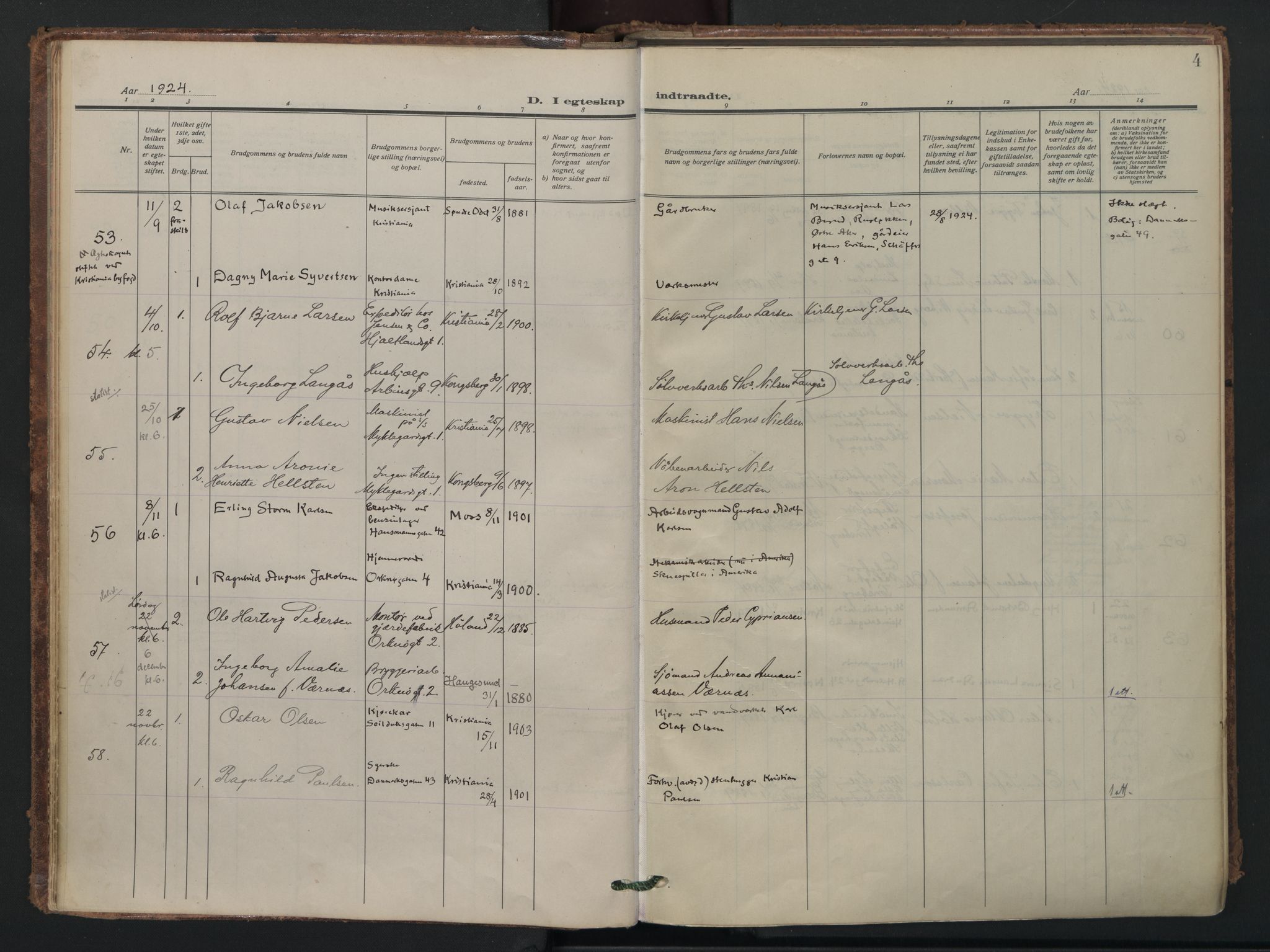 Vålerengen prestekontor Kirkebøker, AV/SAO-A-10878/F/Fa/L0005: Ministerialbok nr. 5, 1924-1936, s. 4