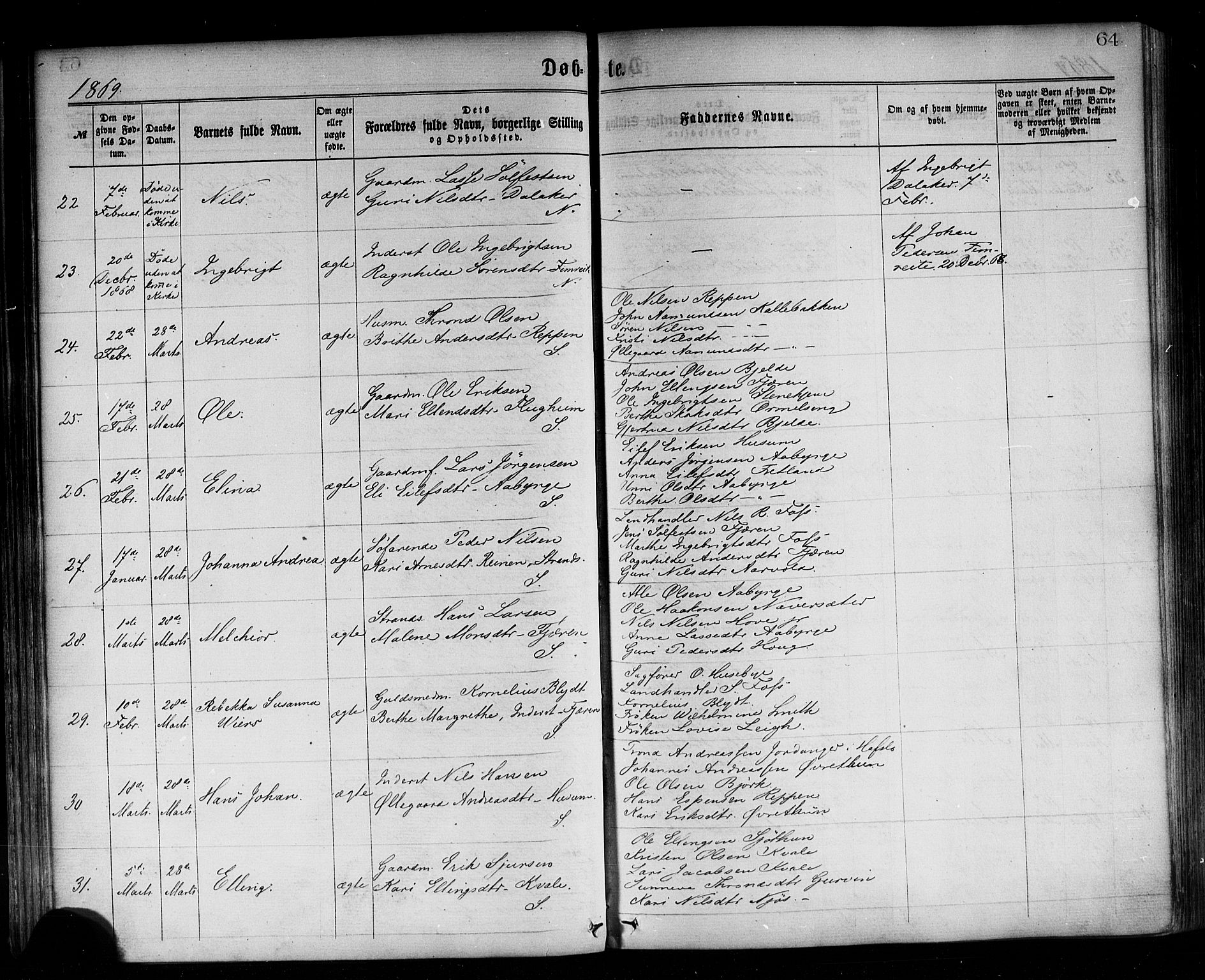 Sogndal sokneprestembete, AV/SAB-A-81301/H/Haa/Haaa/L0014: Ministerialbok nr. A 14, 1864-1877, s. 64
