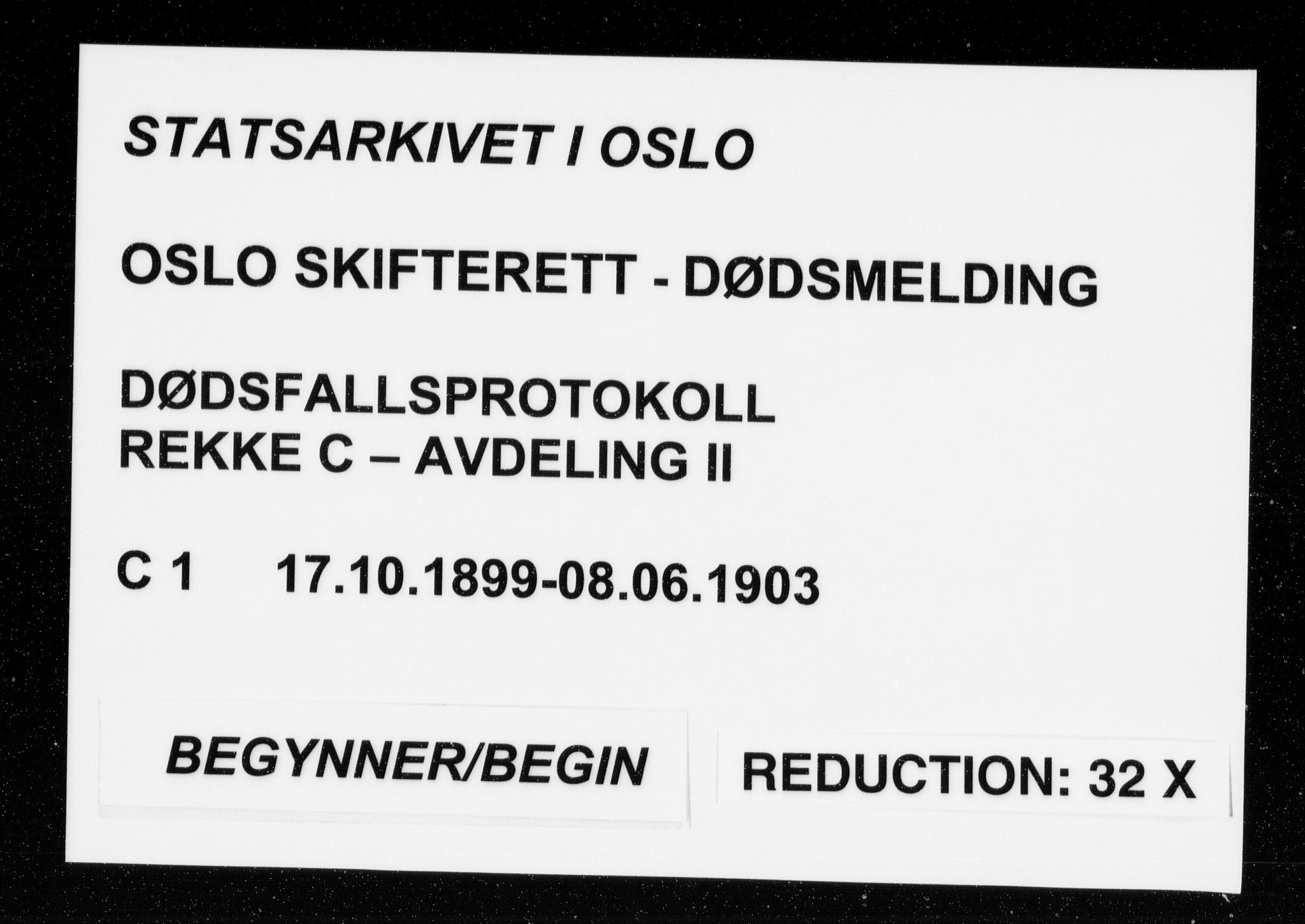 Oslo skifterett, SAO/A-10383/G/Ga/Gac/L0001: Dødsfallsprotokoll, 1899-1903