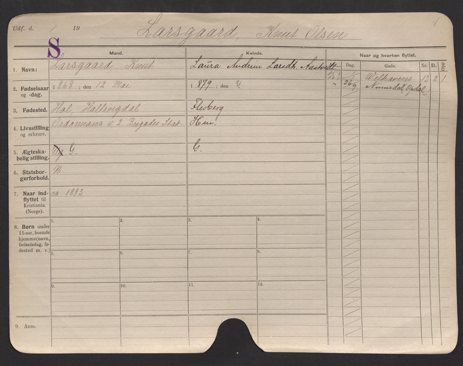 Oslo folkeregister, Registerkort, AV/SAO-A-11715/F/Fa/Fac/L0007: Menn, 1906-1914, s. 4a