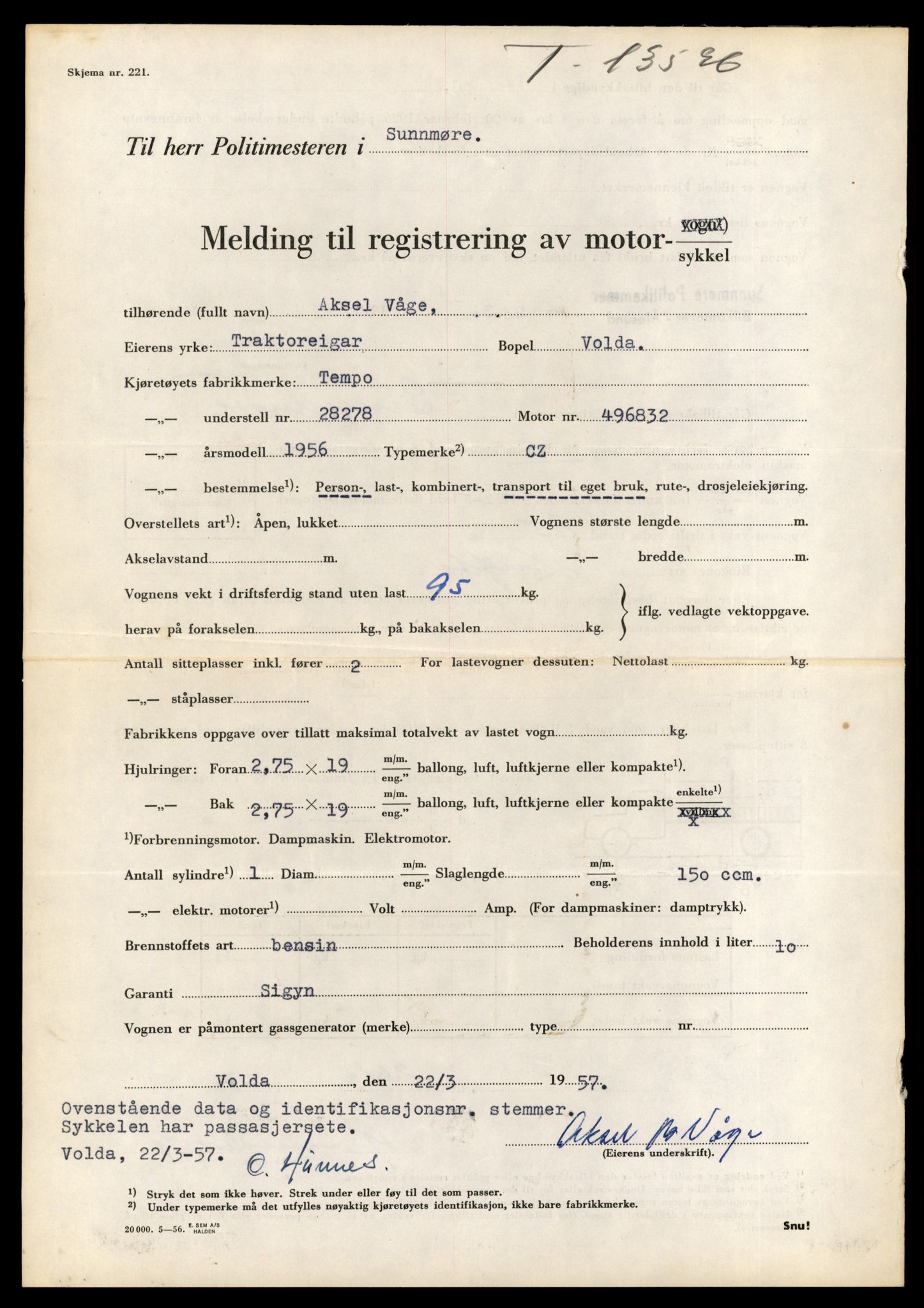 Møre og Romsdal vegkontor - Ålesund trafikkstasjon, AV/SAT-A-4099/F/Fe/L0040: Registreringskort for kjøretøy T 13531 - T 13709, 1927-1998, s. 1180