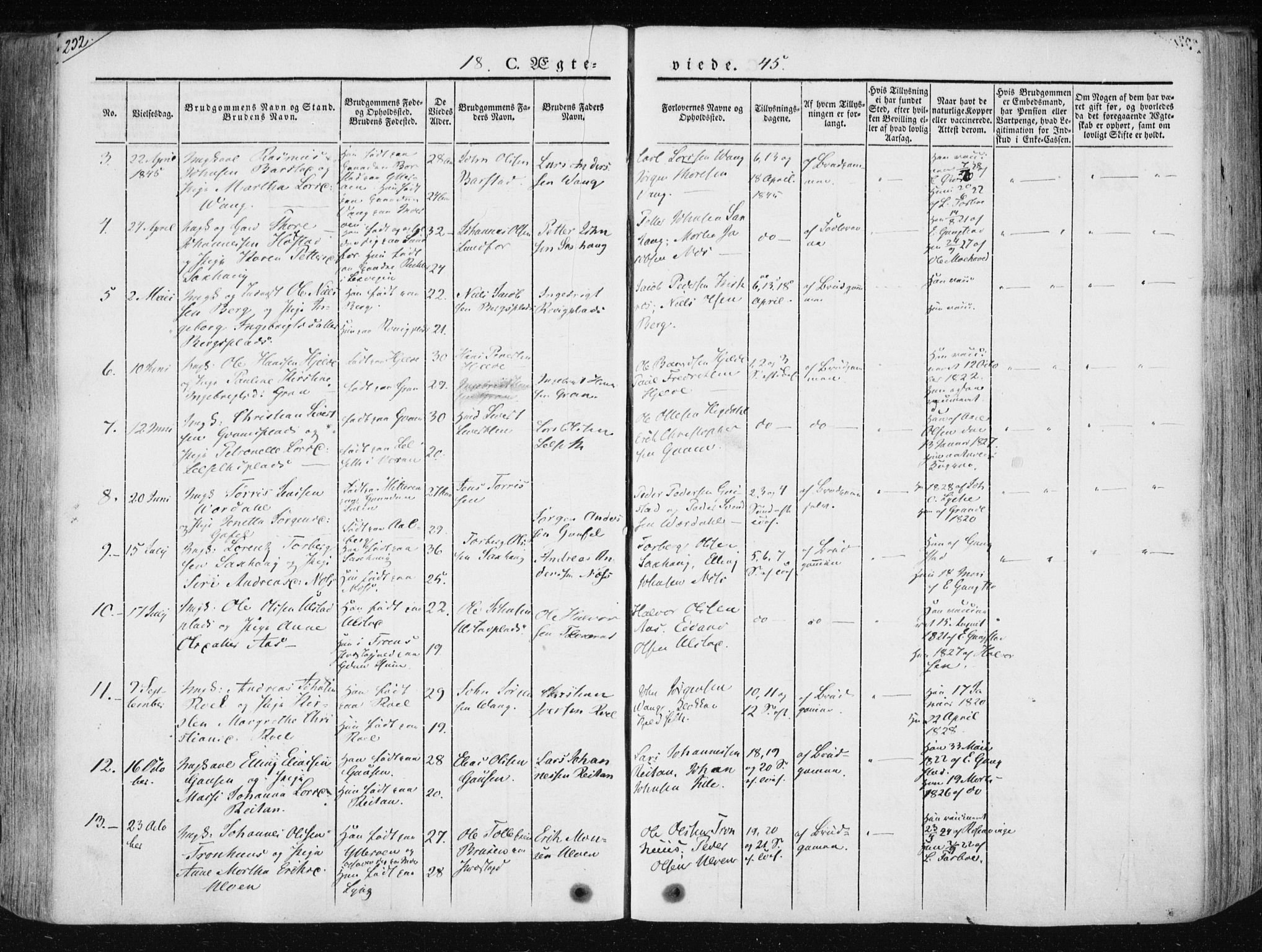 Ministerialprotokoller, klokkerbøker og fødselsregistre - Nord-Trøndelag, SAT/A-1458/730/L0280: Ministerialbok nr. 730A07 /1, 1840-1854, s. 232