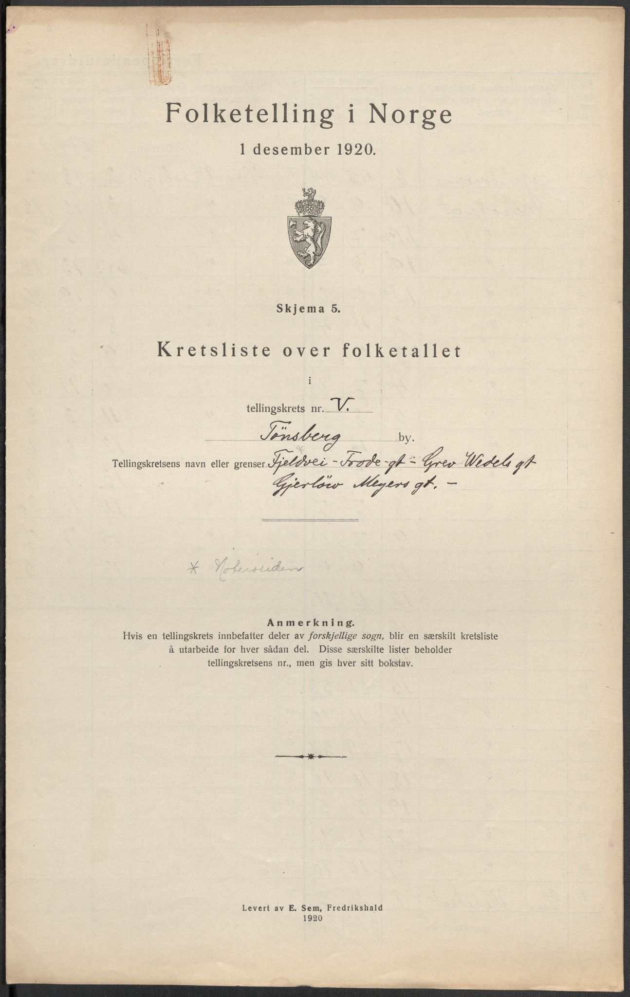 SAKO, Folketelling 1920 for 0705 Tønsberg kjøpstad, 1920, s. 14