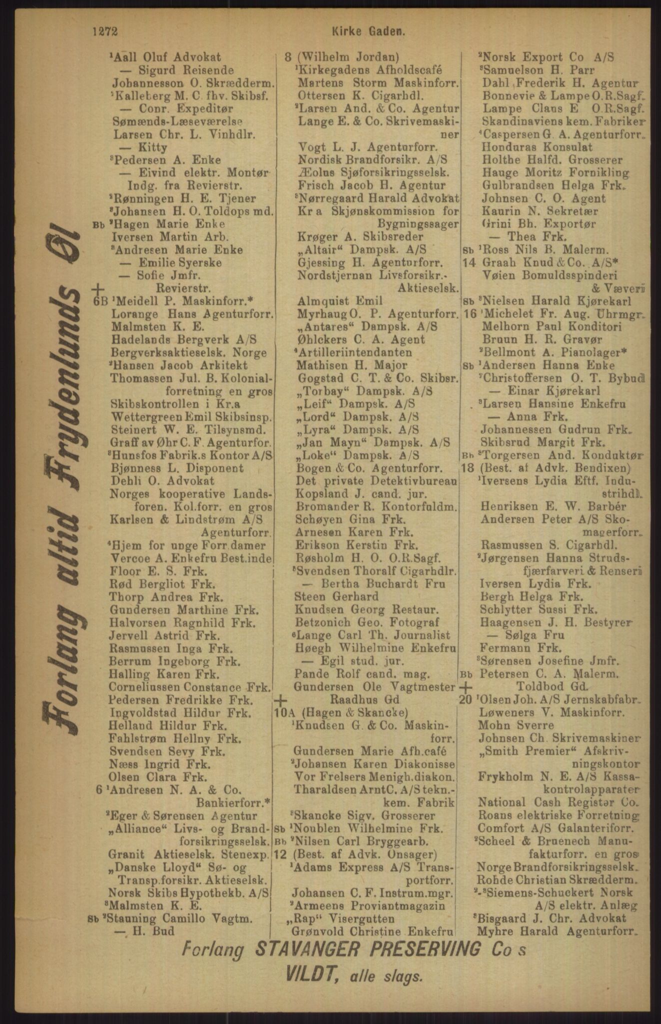 Kristiania/Oslo adressebok, PUBL/-, 1911, s. 1272