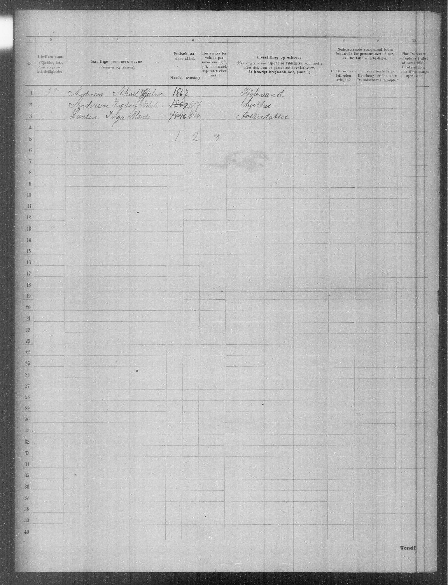 OBA, Kommunal folketelling 31.12.1903 for Kristiania kjøpstad, 1903, s. 2383