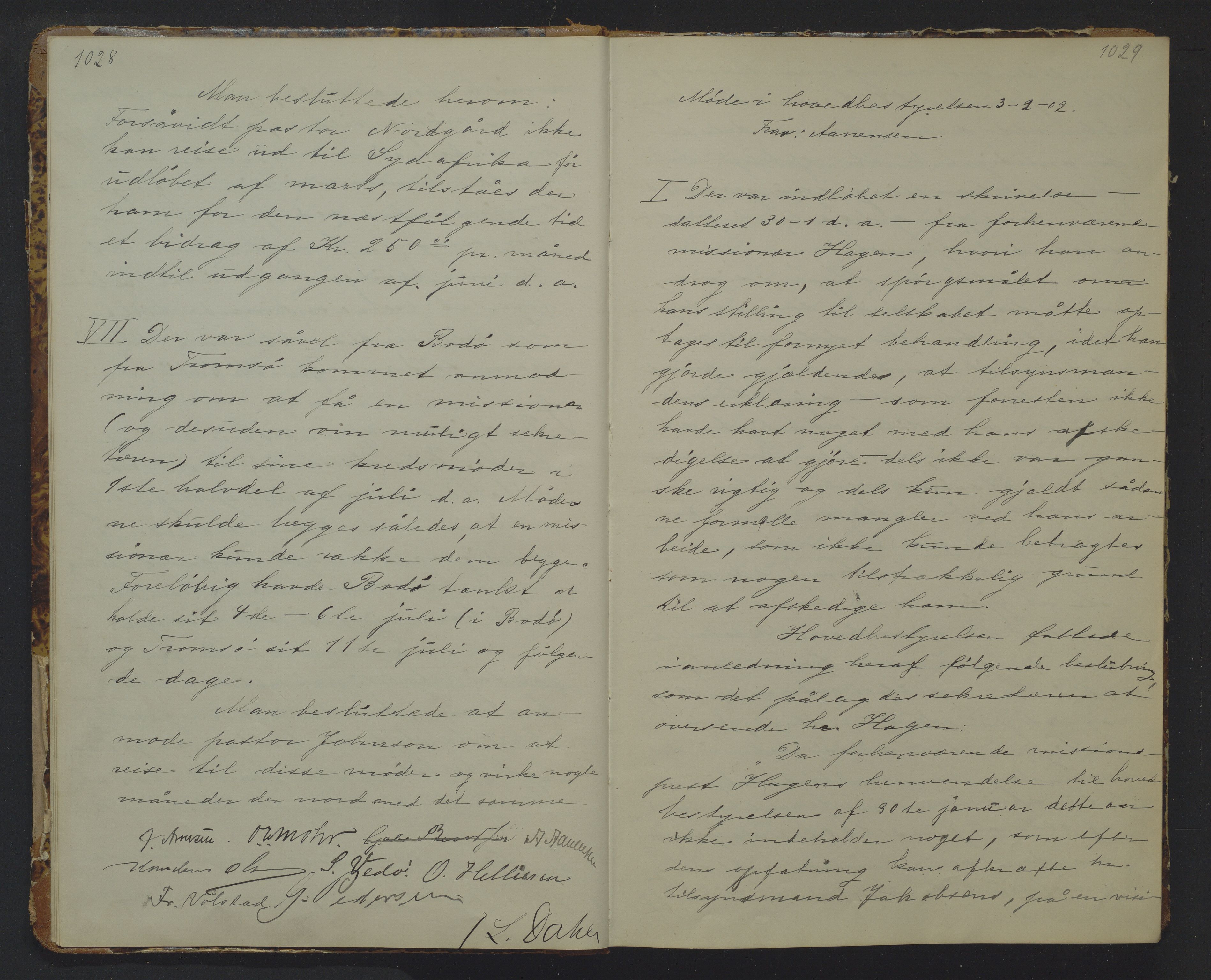 Det Norske Misjonsselskap - hovedadministrasjonen, VID/MA-A-1045/D/Da/Daa/L0016: Styreprotokoll nr. XI, 26. januar 1902 - 24. august 1903, 1902-1903, s. 1028-1029