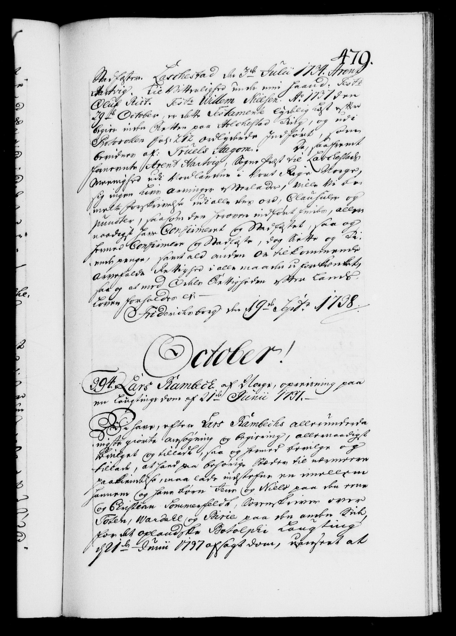Danske Kanselli 1572-1799, AV/RA-EA-3023/F/Fc/Fca/Fcaa/L0030: Norske registre, 1737-1738, s. 479a