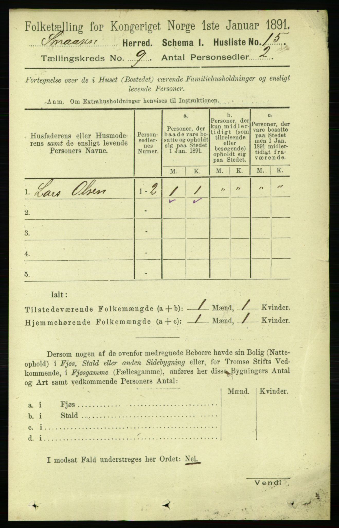 RA, Folketelling 1891 for 1736 Snåsa herred, 1891, s. 3082