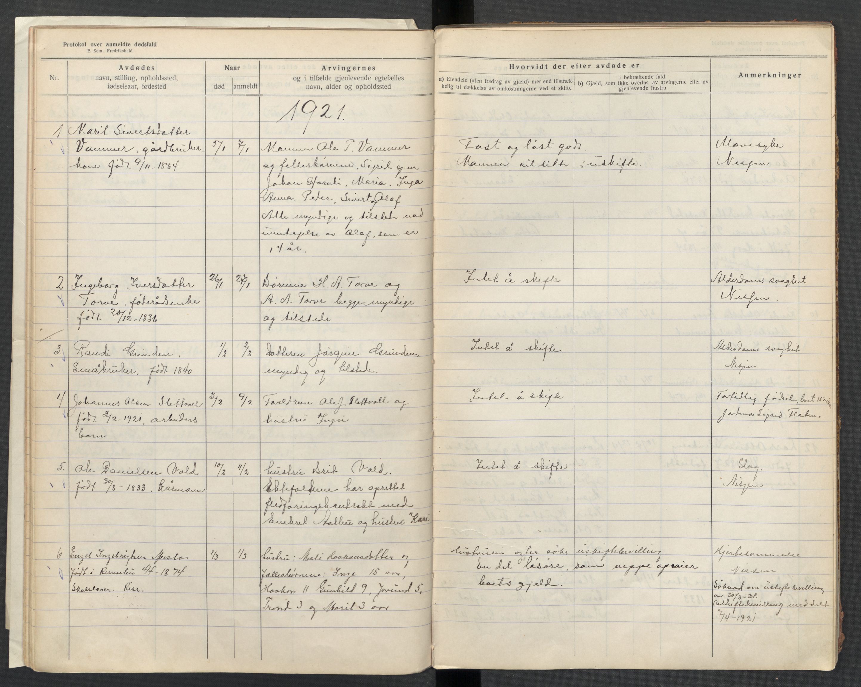 Oppdal lensmannskontor, AV/SAT-A-1073/1/02/L0003: 2.01.03 Dødsfallsprotokoll, 1919-1929