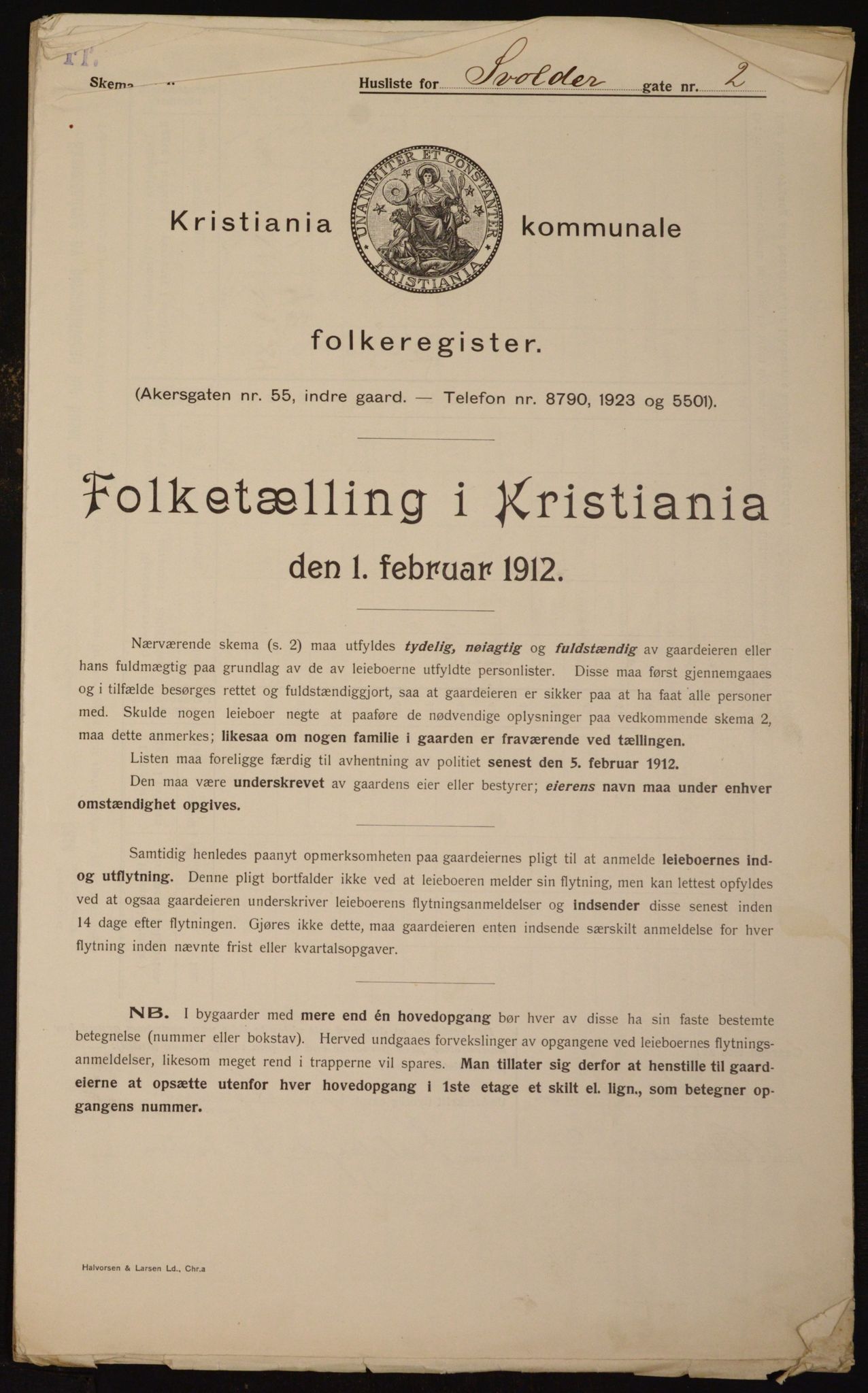 OBA, Kommunal folketelling 1.2.1912 for Kristiania, 1912, s. 106264